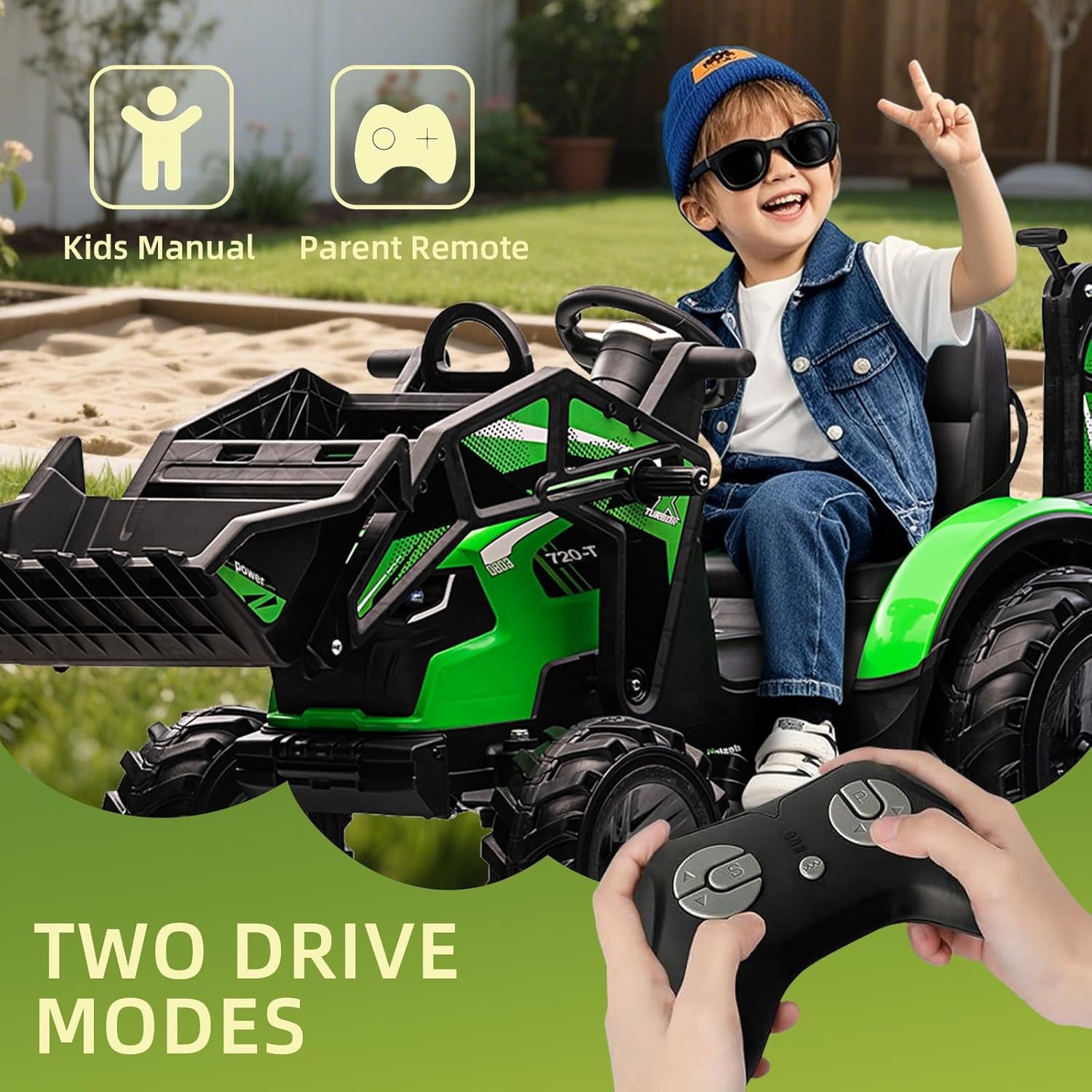 3in1 Kids 24V Ride On Tractor Excavator Electric w/Trailer Digger Remote Control