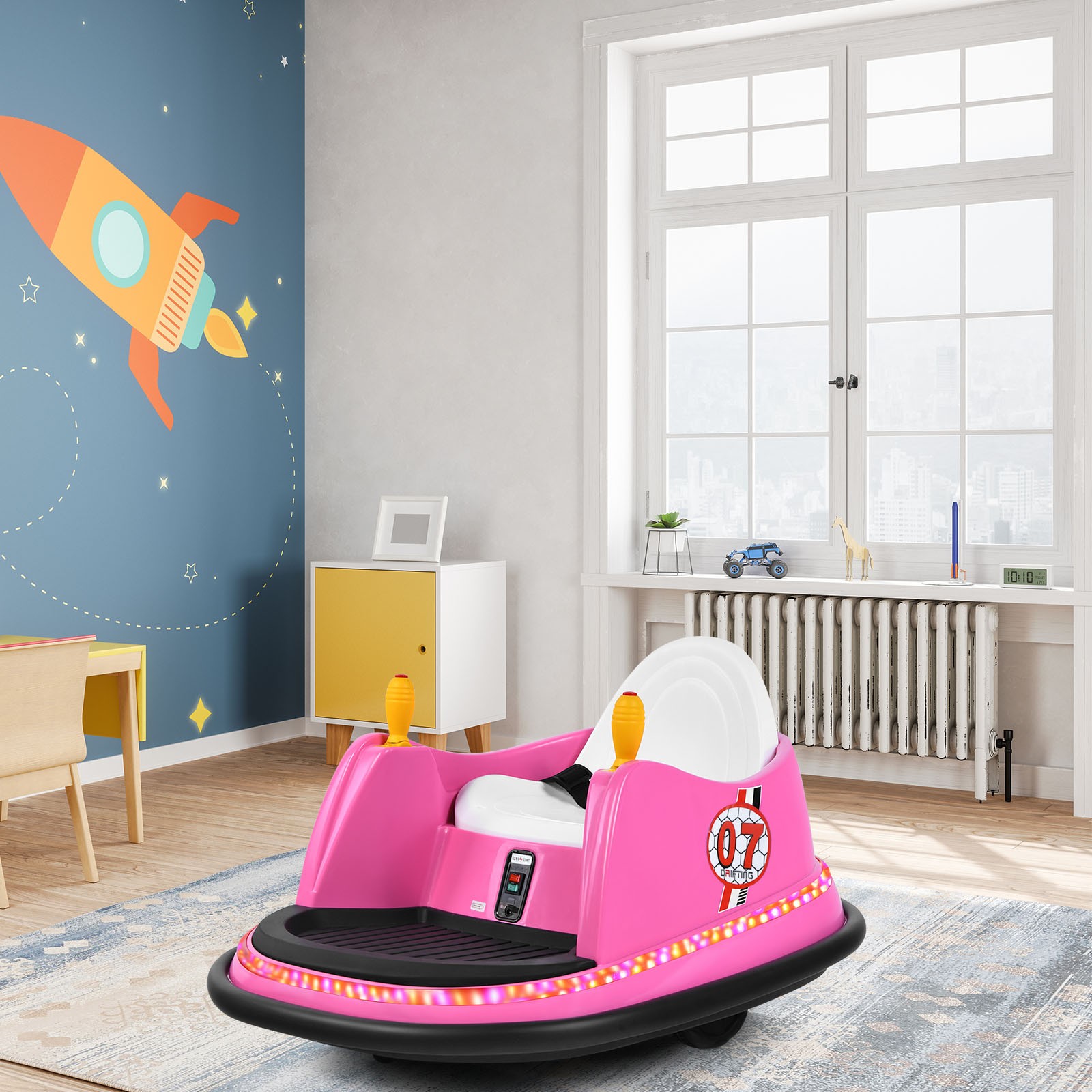 6V Kids Ride On Bumper Car Vehicle 360° Spin Race Toy w/ Remote Control Pink