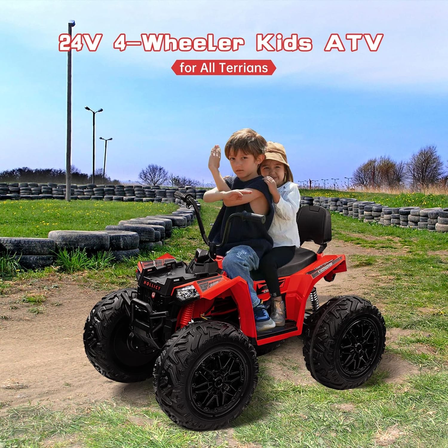 Kids ATV 24V Ride on Car 4WD Quad Electric Vehicle 4x80W 7AHx2 Battery LED Toy