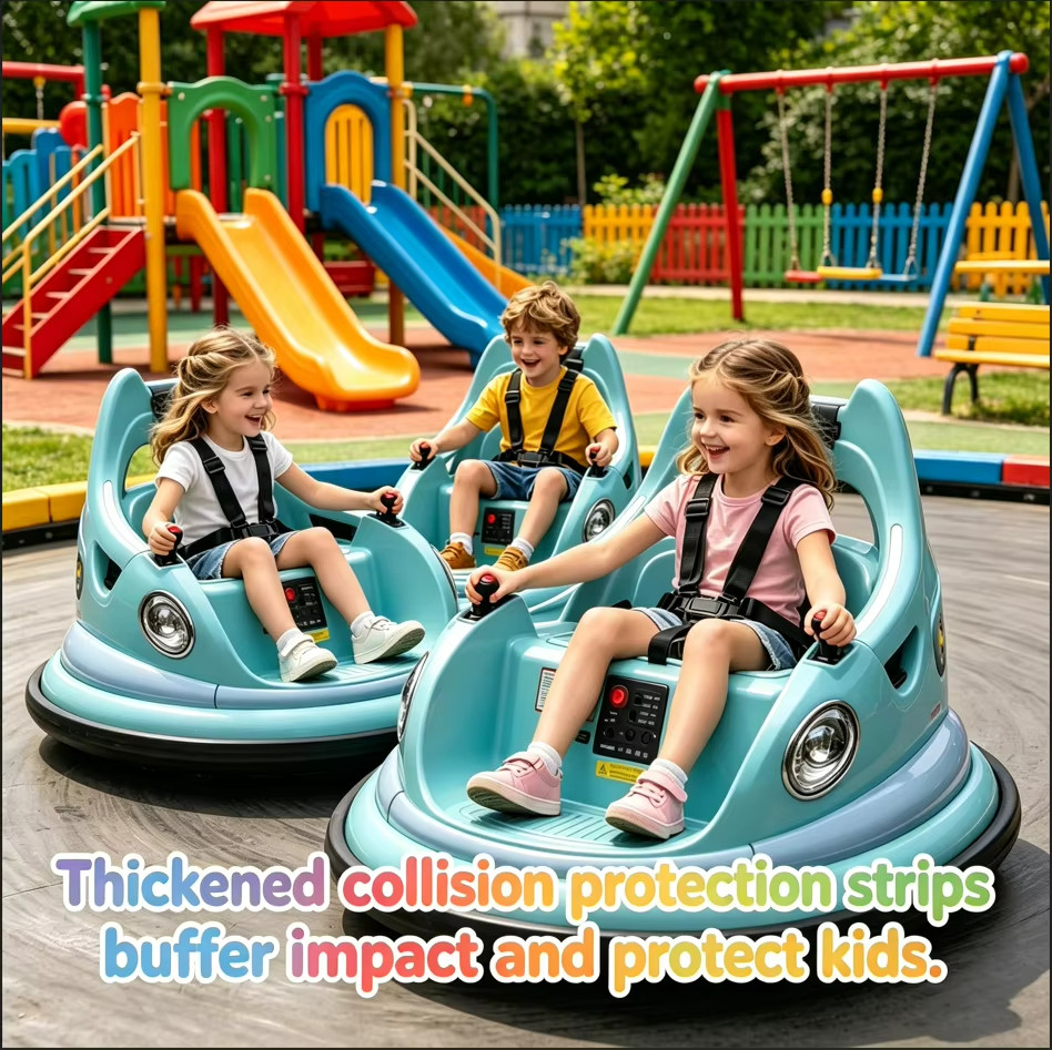 12V Kids Ride On Bumper Car 360° Spin Remote Control LED Bluetooth Safety Belt