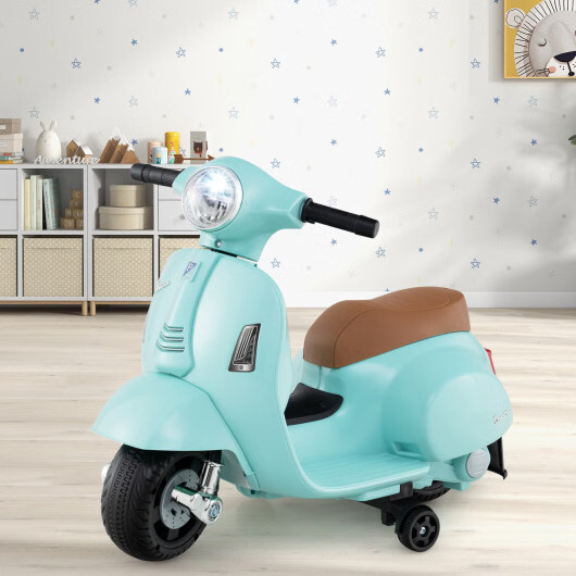Kids Ride on Motorcycle Licensed Vespa with LED Headlight and Horn Sound-Green –