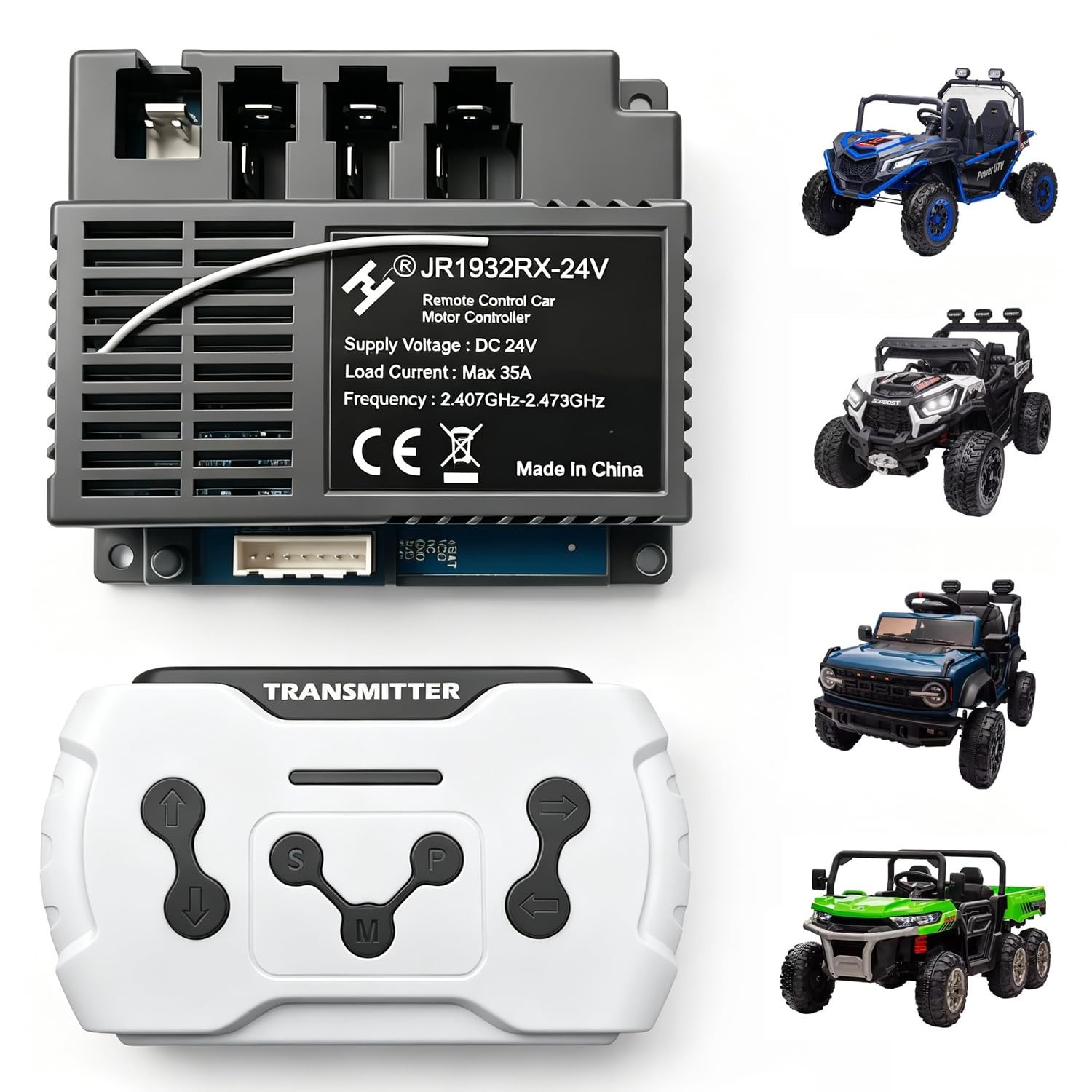 JR1932RX-24V Power Wheels Control Box with Remote Control,24Volt High Power Rece