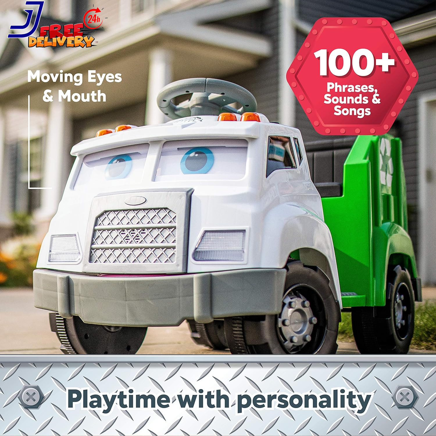 Toddler Recycling Truck 6V Battery Powered Vehicle w/ Sound Effects Ages 1.5+
