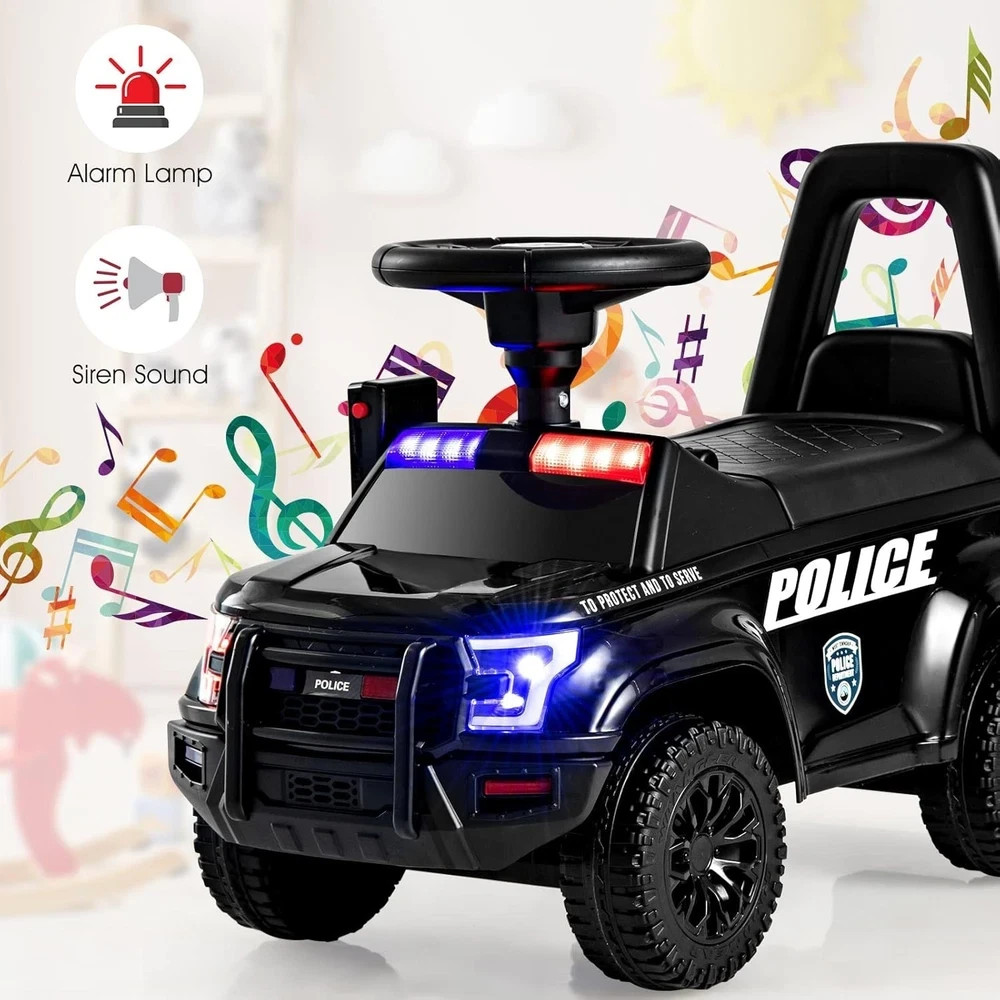 Ride on Push Police Car, Toddler Foot-To-Floor Sliding Toy with Siren, Steering