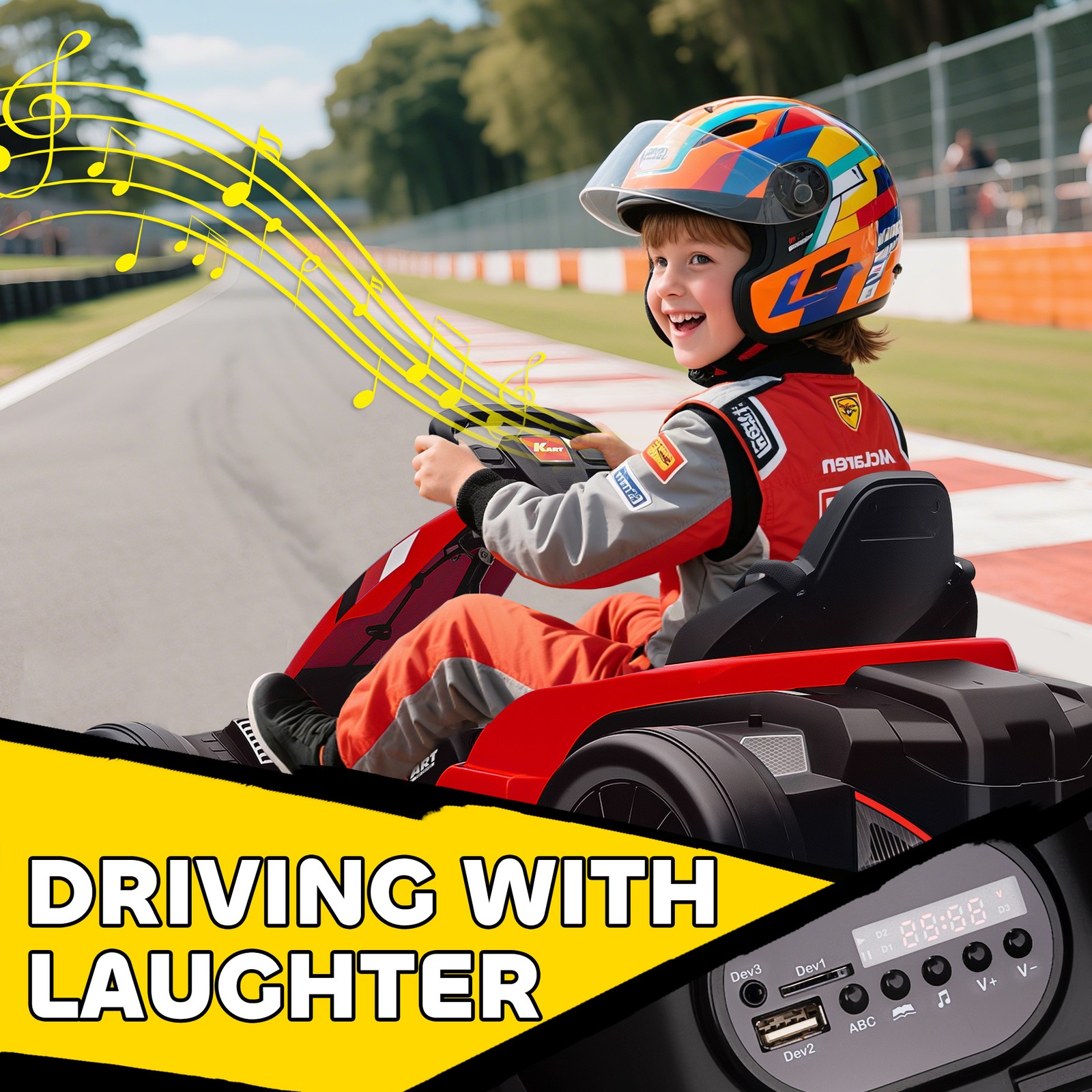 24V Electric Go Kart with Dual 150W Motors, Adjustable Seat, Slow Start, Red