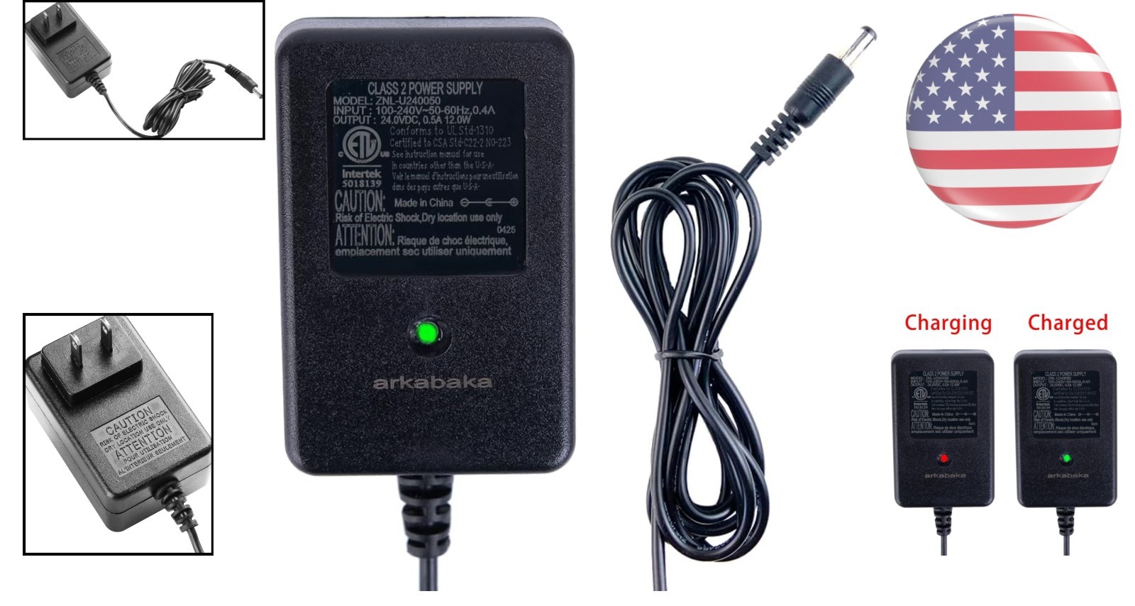 24 Volt Charger for Ride-On Toys – Built-in Safety Features & LED Indicator