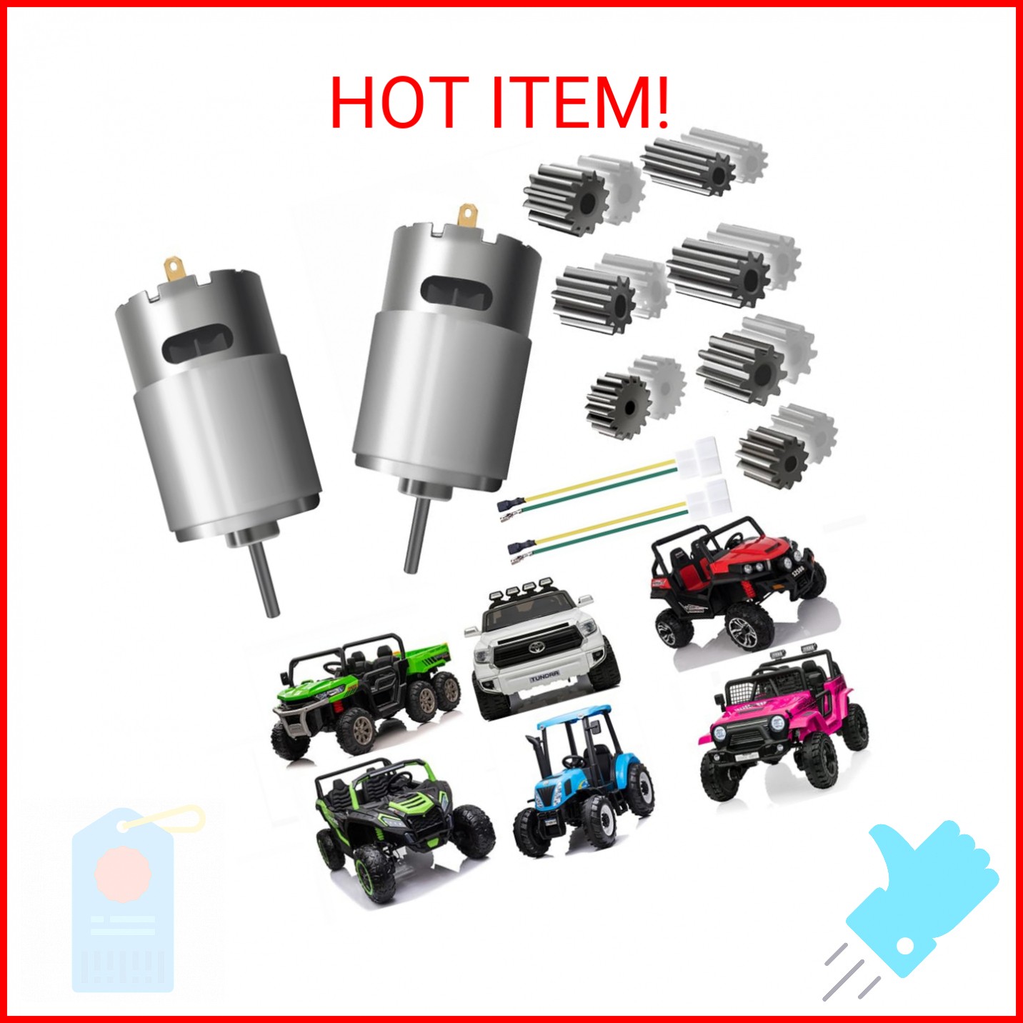 JRRXM Pair of 12V 18V 20V 24V Fast Drive Motor High Speed Engine for Kid’s Power