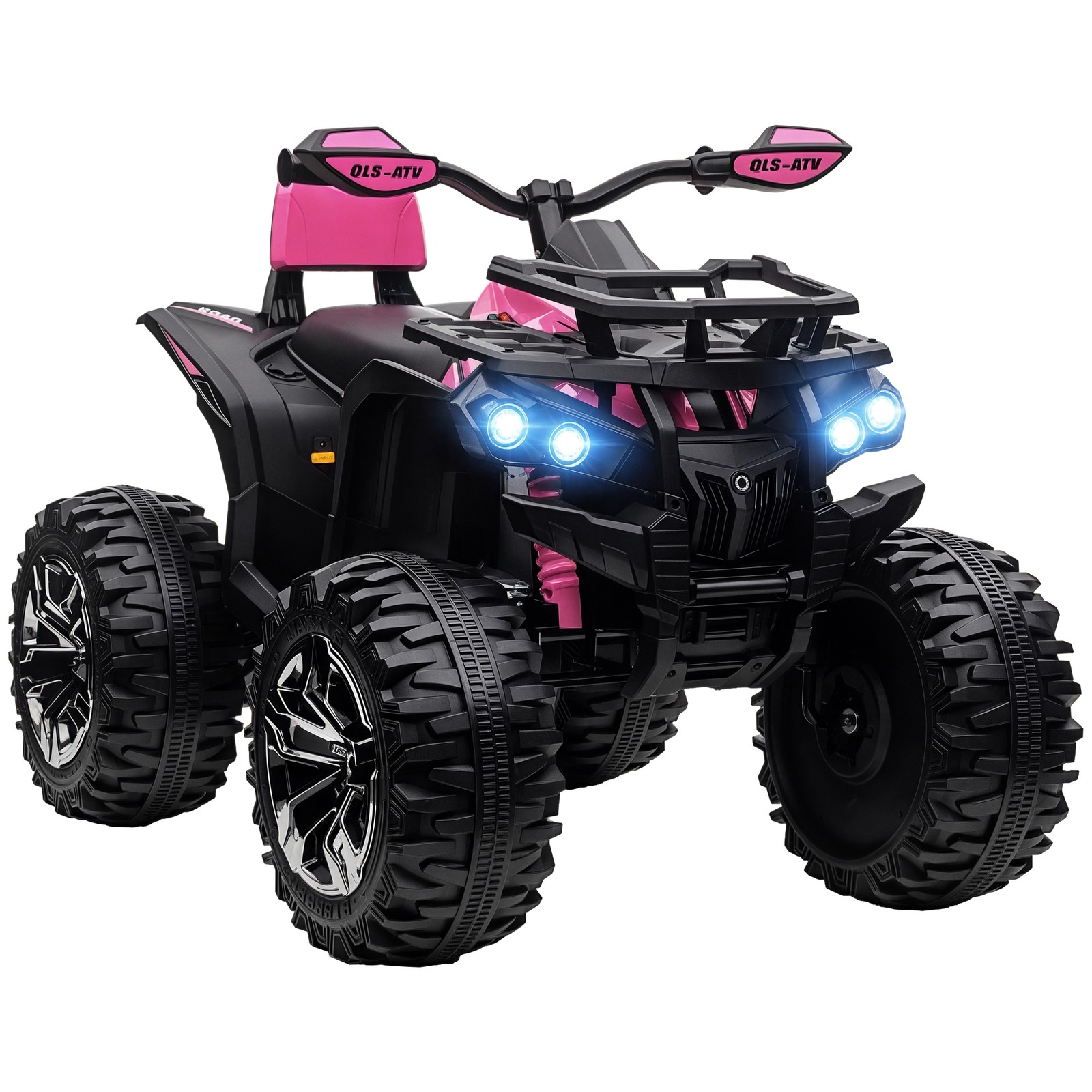 Aosom 12V Kids ATV Quad Car Toy with Music & Headlights, Pink