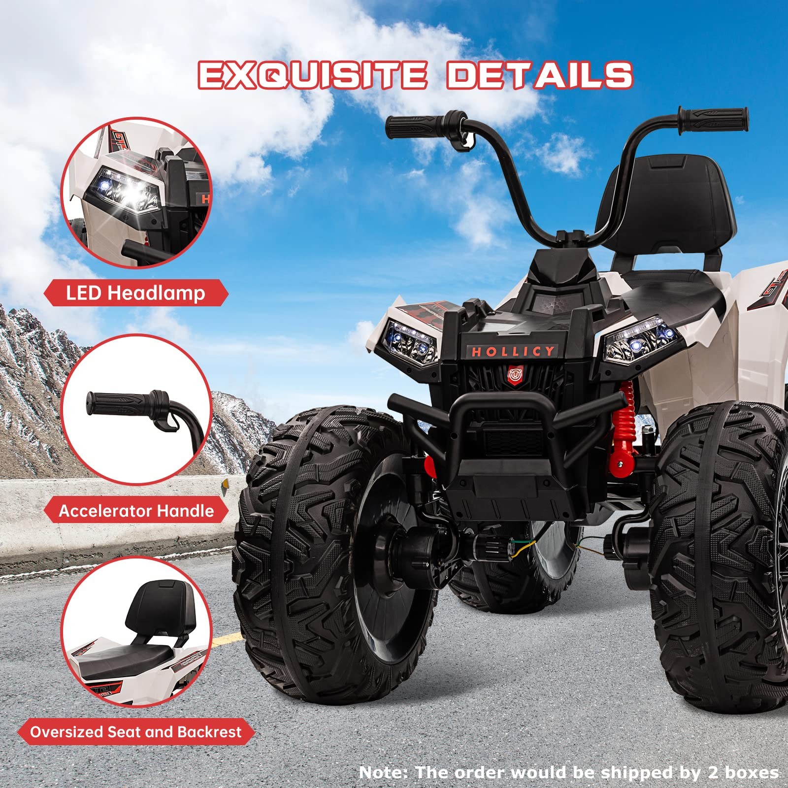 Kids ATV 24V Ride on Car 4WD Quad Electric Vehicle 4x80W 7AHx2 Battery LED Toy