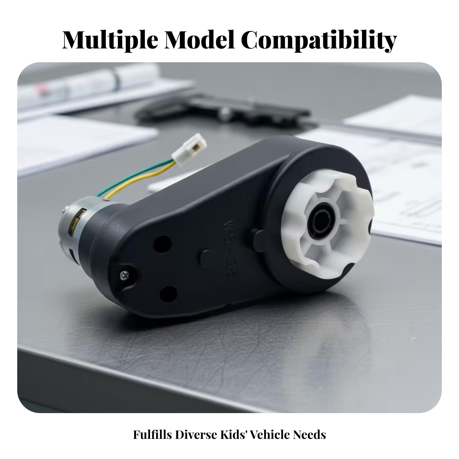 24V Motor Gearbox Black Housing Auto Part Wired Connector