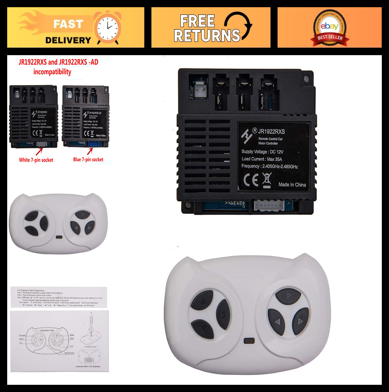 Kids Electric Ride On Car Remote Control Kit – 2.4G Bluetooth Receiver Accessori