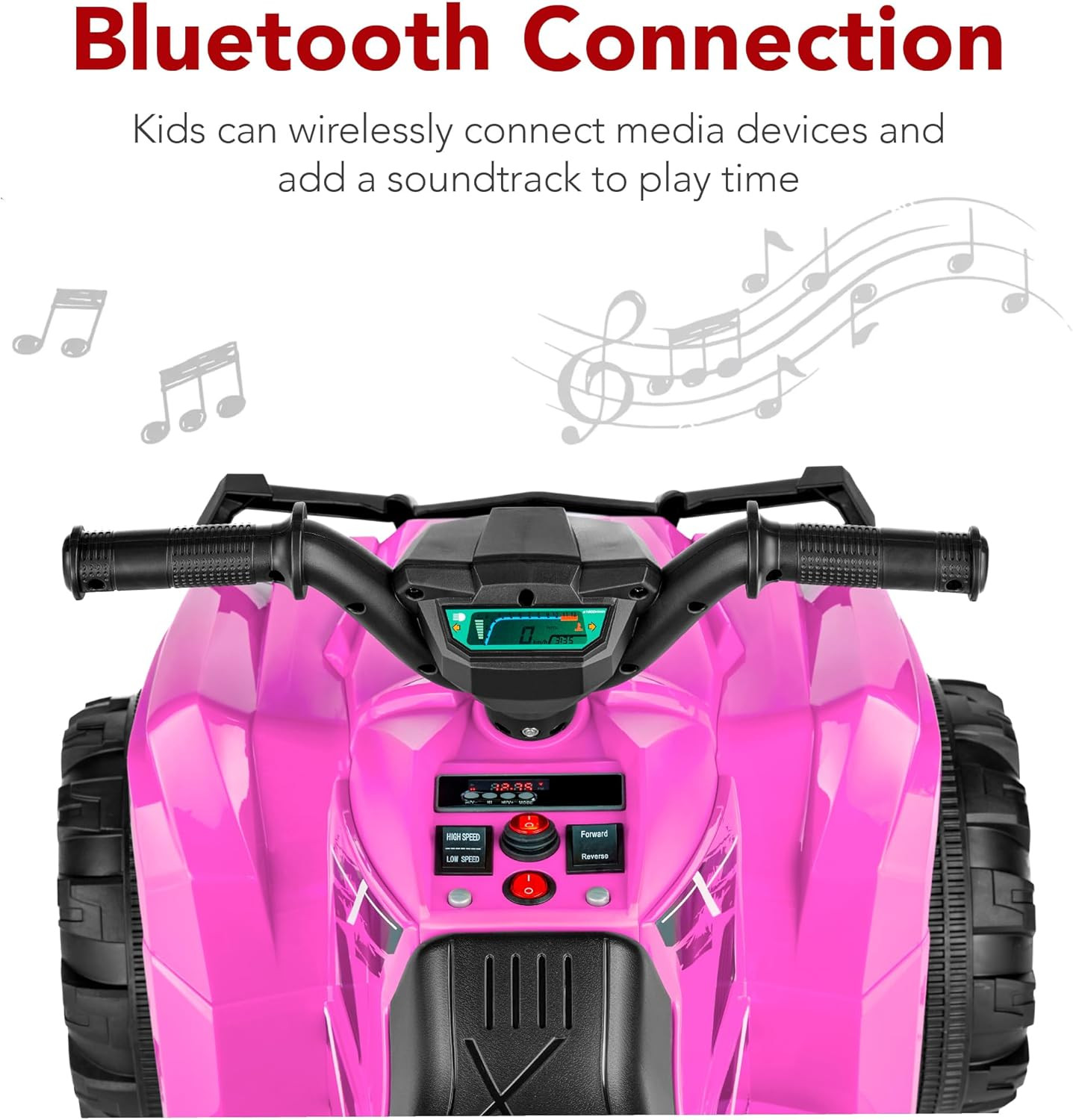 12V Kids Ride-On Electric ATV, 4-Wheeler Quad Car Toy W/Bluetooth Audio, 2.4Mph