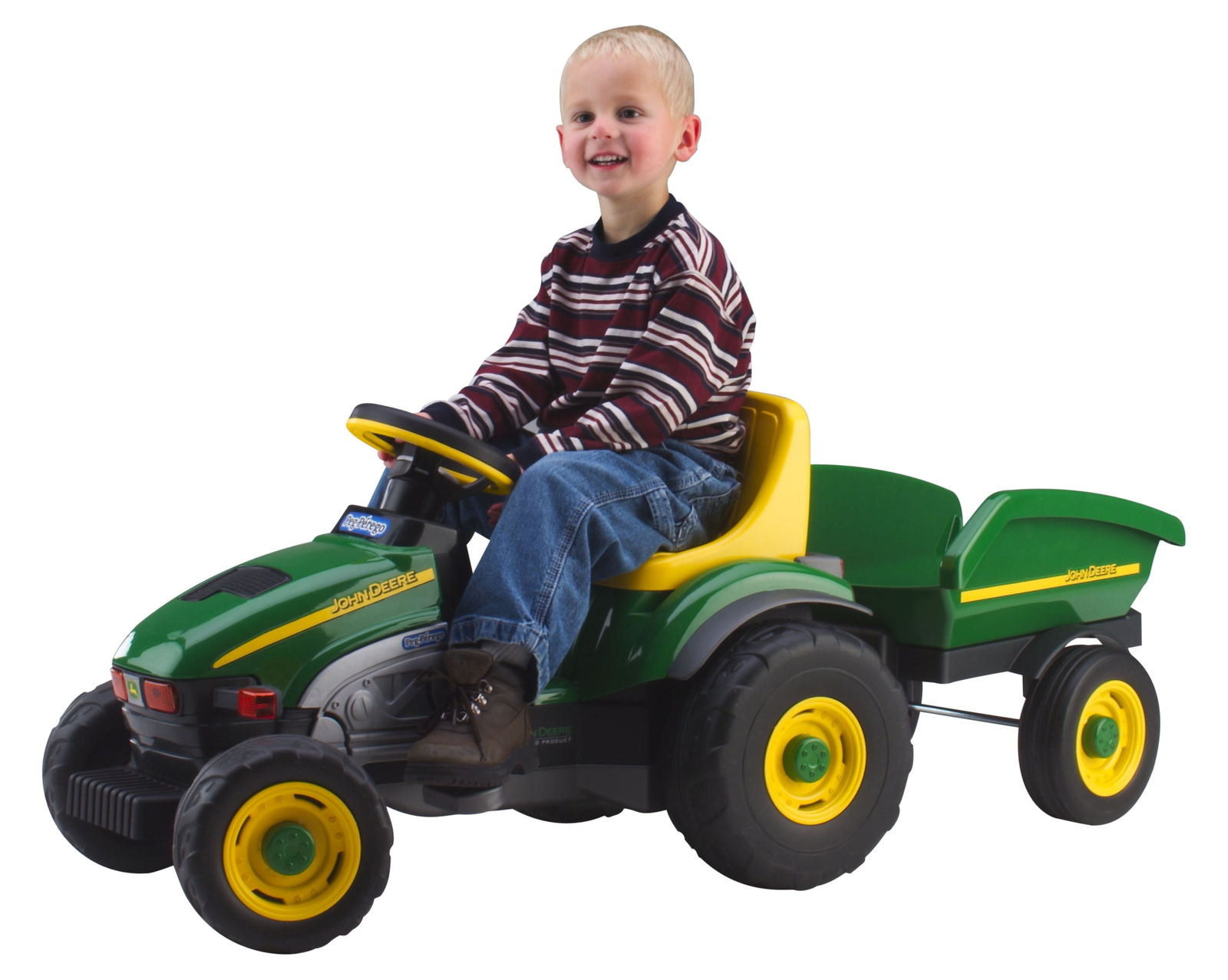 Peg Perego John Deere Farm Tractor and Trailer Pedal Ride-On Toy for Kids