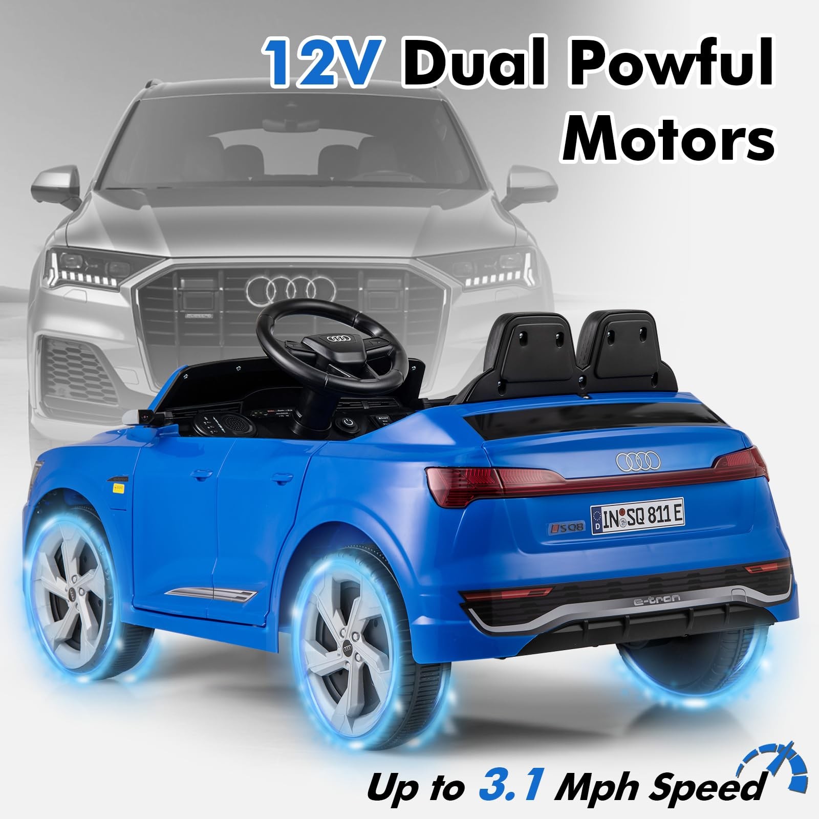 INFANS Audi SQ8 Licensed Ride On Car for Kids 12V Remote Control 3 Years