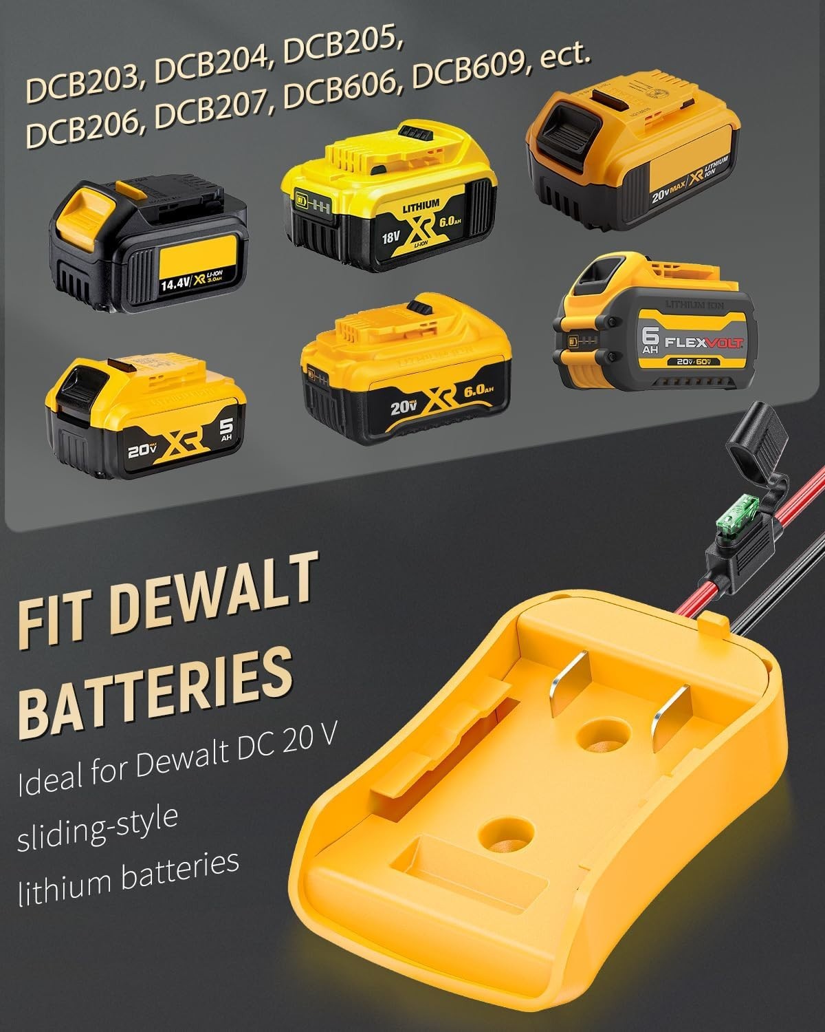 Power Wheel Adapter for DeWalt 20V Battery Peg Perego w/ Wire Harness