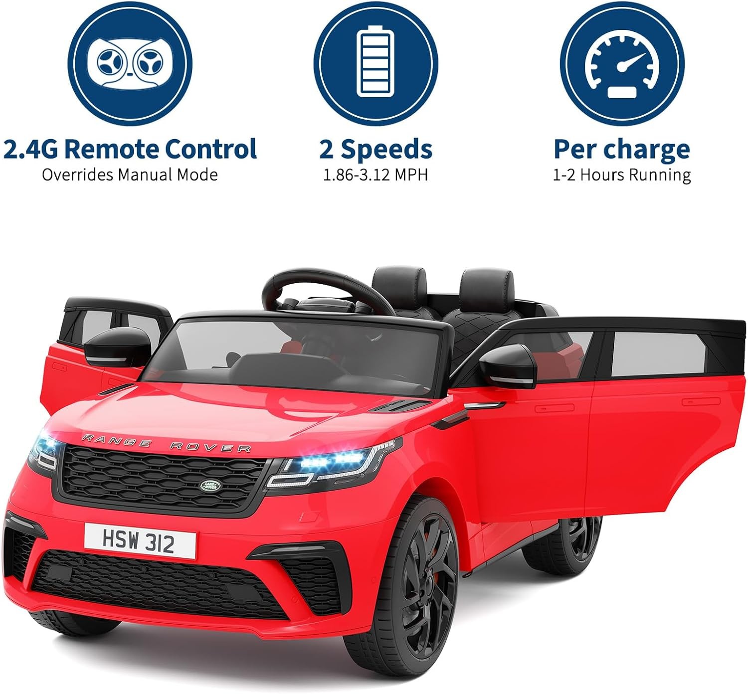 Kids Ride On Electric Car with Remote Licensed Land Rover for 4-8 w/ Mp3 Player