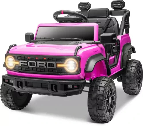 Ford Ride on Toy Cars, 12V Ford Bronco Raptor Powered Ride on Truck with Remote