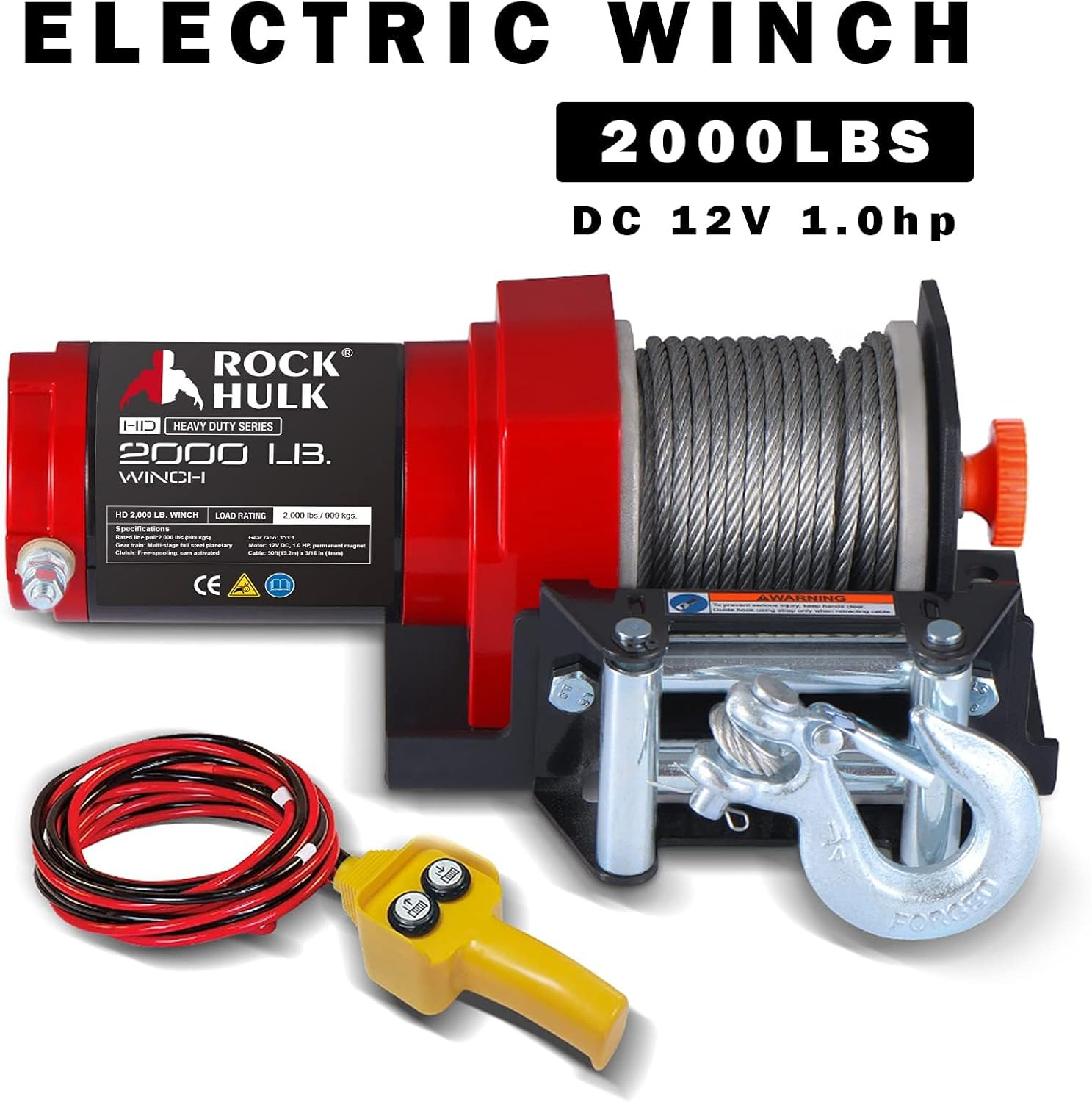 Electric Winch, Off-Road Waterproof Steel Cable Winch for ATV UTV Towing Traile