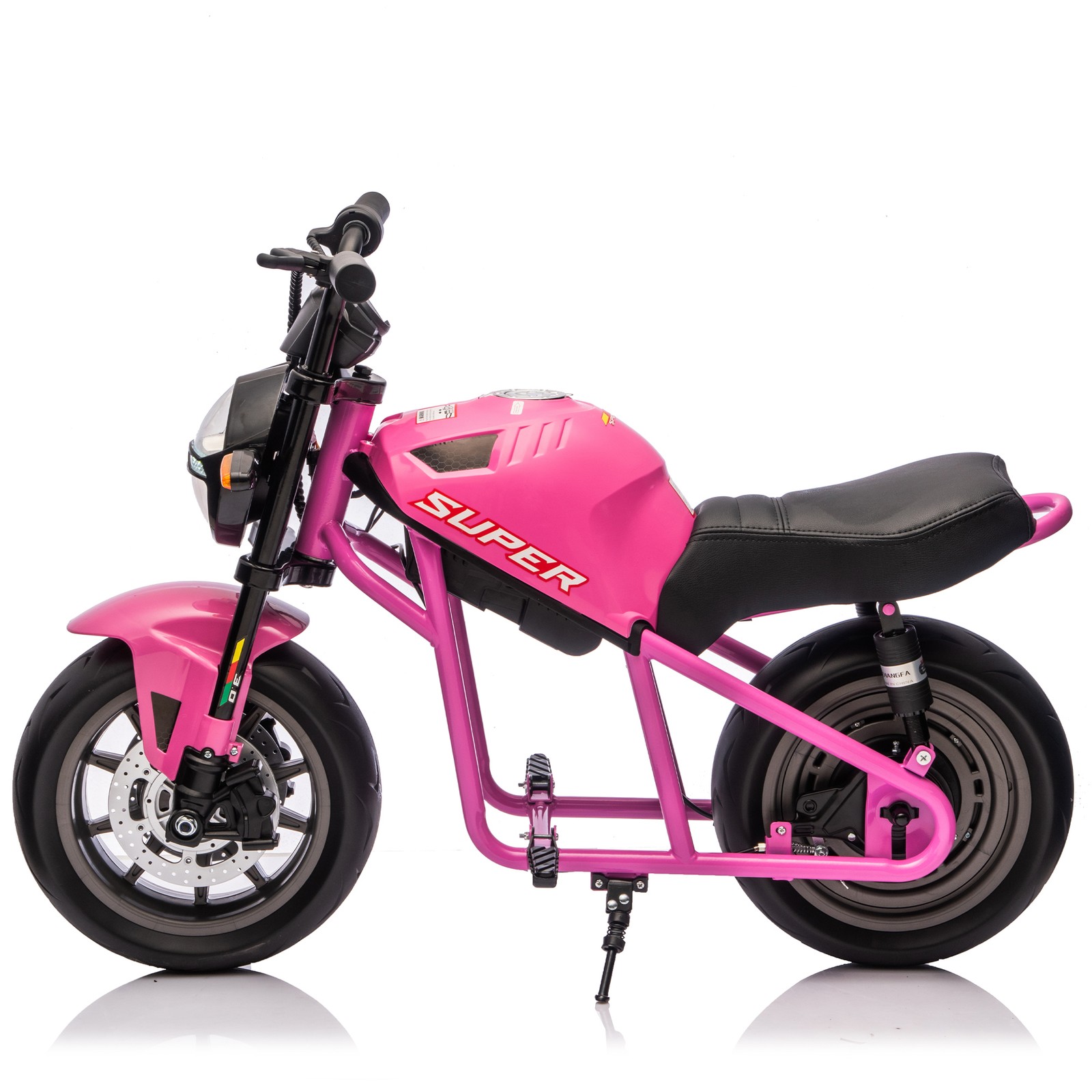 24V 300W Kids Motorcycle, 14″ Fat Wheels, Dual Suspension, Music & Light,6+ Ages