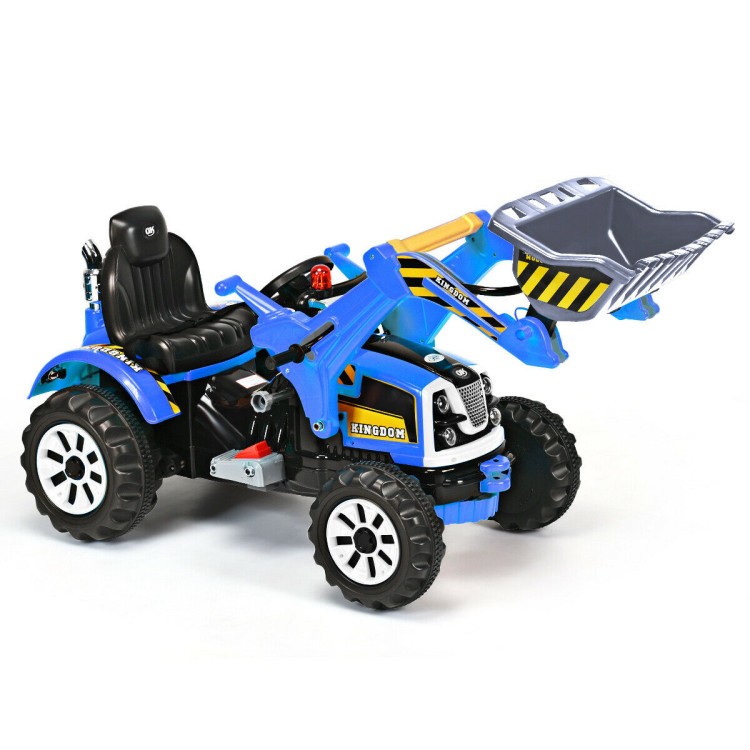 12V Kids Ride-On Excavator with Front Loader, Safe Seat & Wide Wheels