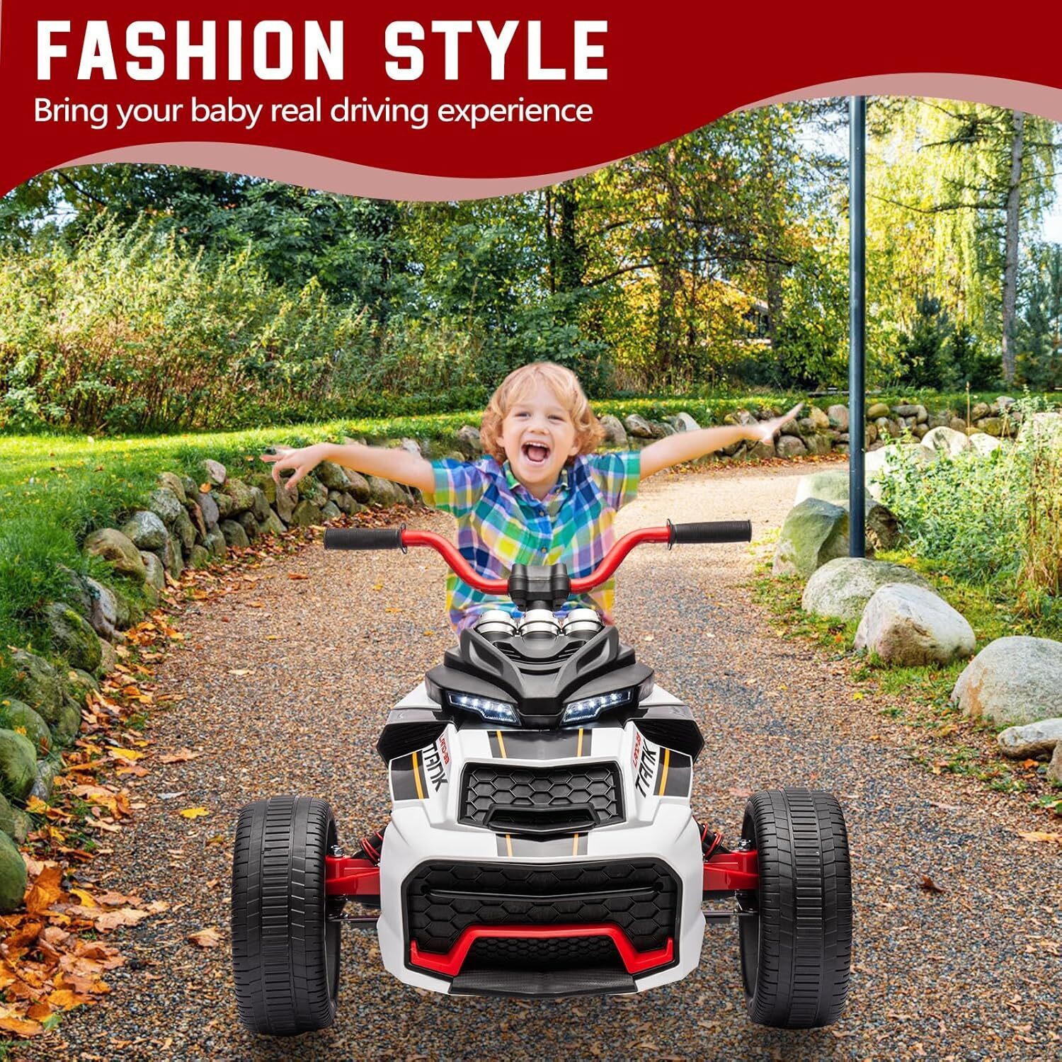 12V Kids Ride On ATV Electric Car Toy Battery Powered Toddler 3-Wheeler Gift