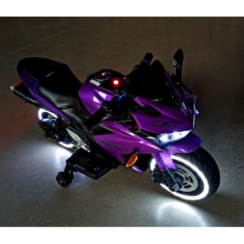 Kids Ride On Dirt Bike 12V Electric Motorcycle for Child Training Wheels Purple