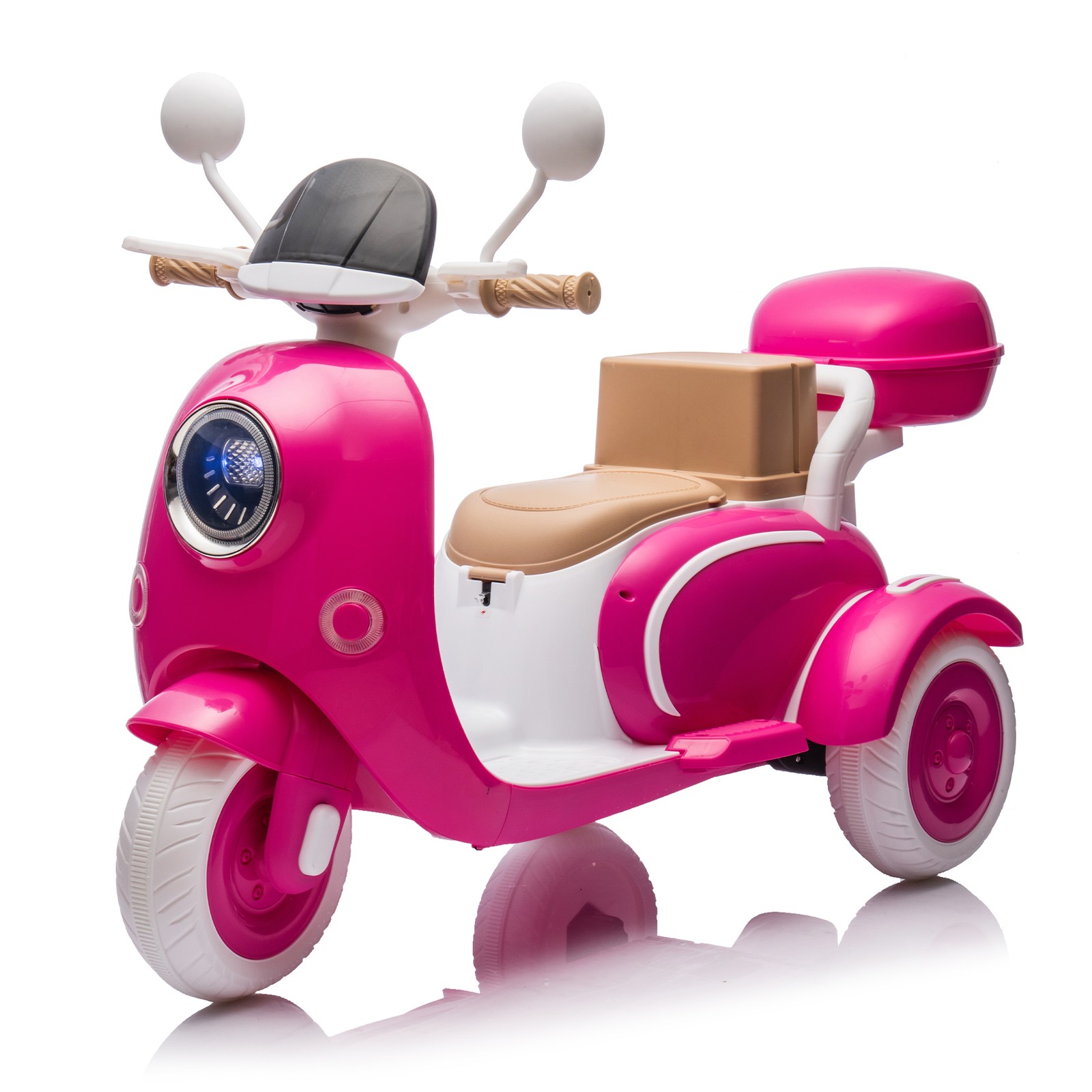 12V Two Motors Kids Ride On Level Up Two-seater 3 Wheel Toy for Kids 3-6 Rose