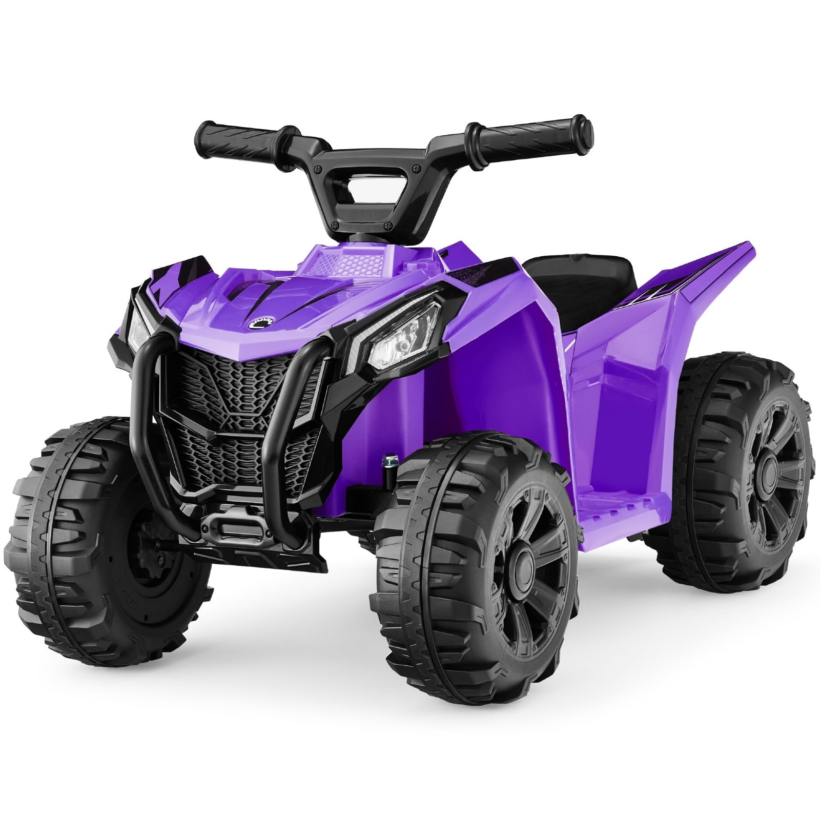 6V Kids Ride On ATV Quad 4-Wheeler Play Car, Treaded Tires, Push-Button, Purple