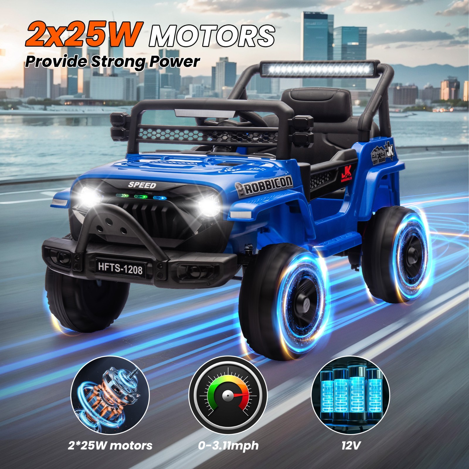 12V Electric Car Ride On Truck for Kids w/ Remote, Powered Wheels Toys, Blue