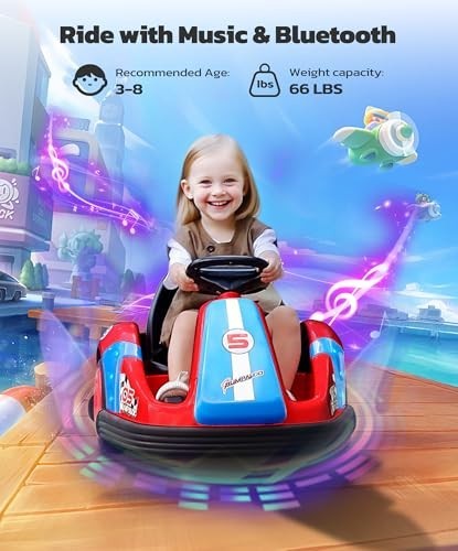 Electric Bumper Cars for Kids – 12V Ride-On Toy, Remote Control, 360 Spin, Bluet