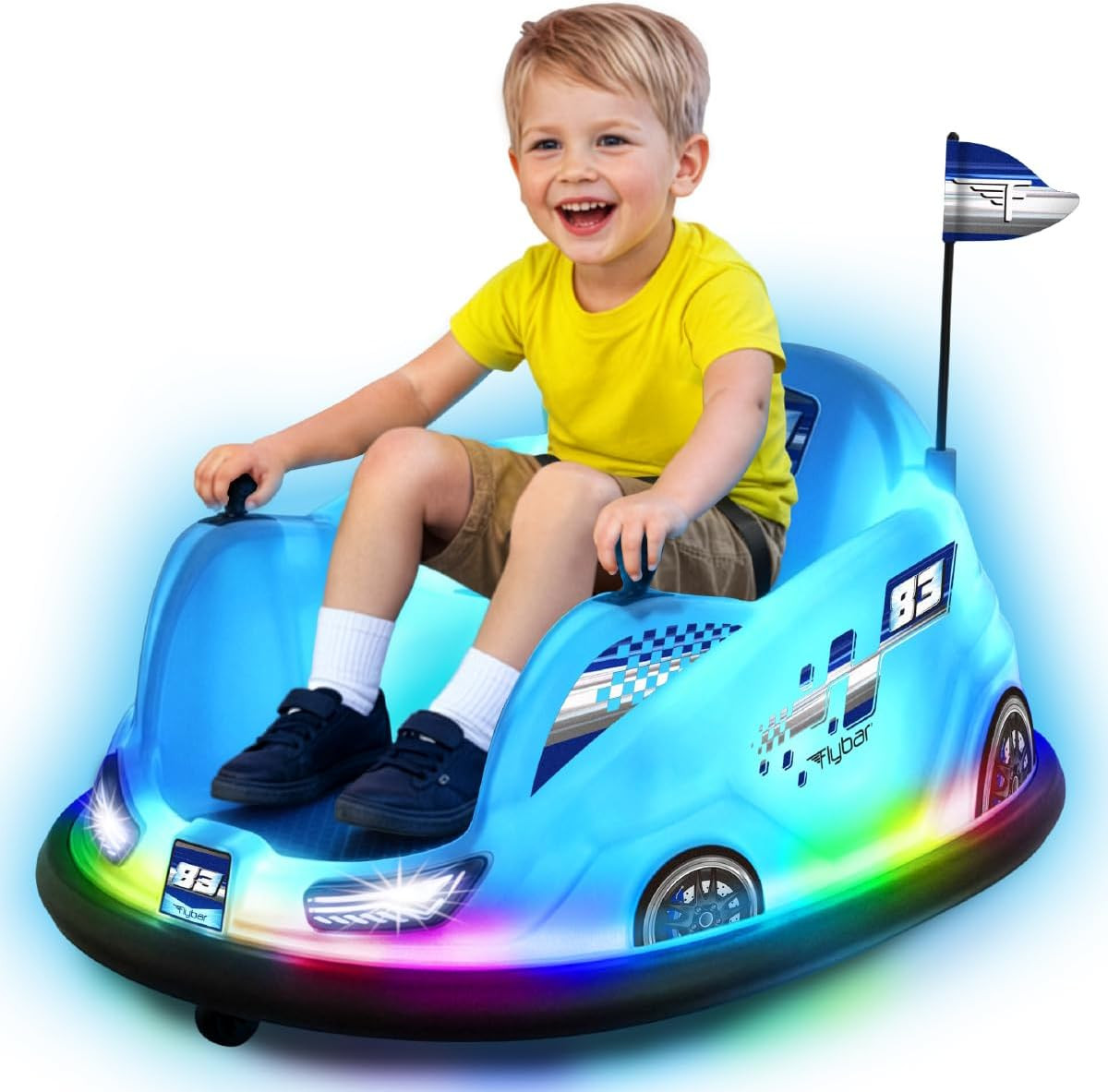 12V Glow Bumper Car Ride on Toy – Indoor/Outdoor Toys, Toddler Toys, Bumper Cars