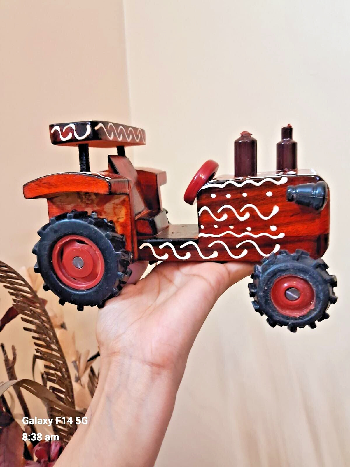 Wood Toy Farm Tractor Kids Toddlers Playthings 4 wheel Toy Wooden Handmade Gift