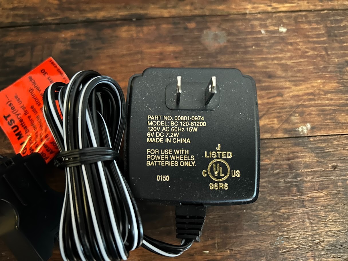 New Power Wheels 6-Volt Super 6-Volt Battery Charger 00801-0974