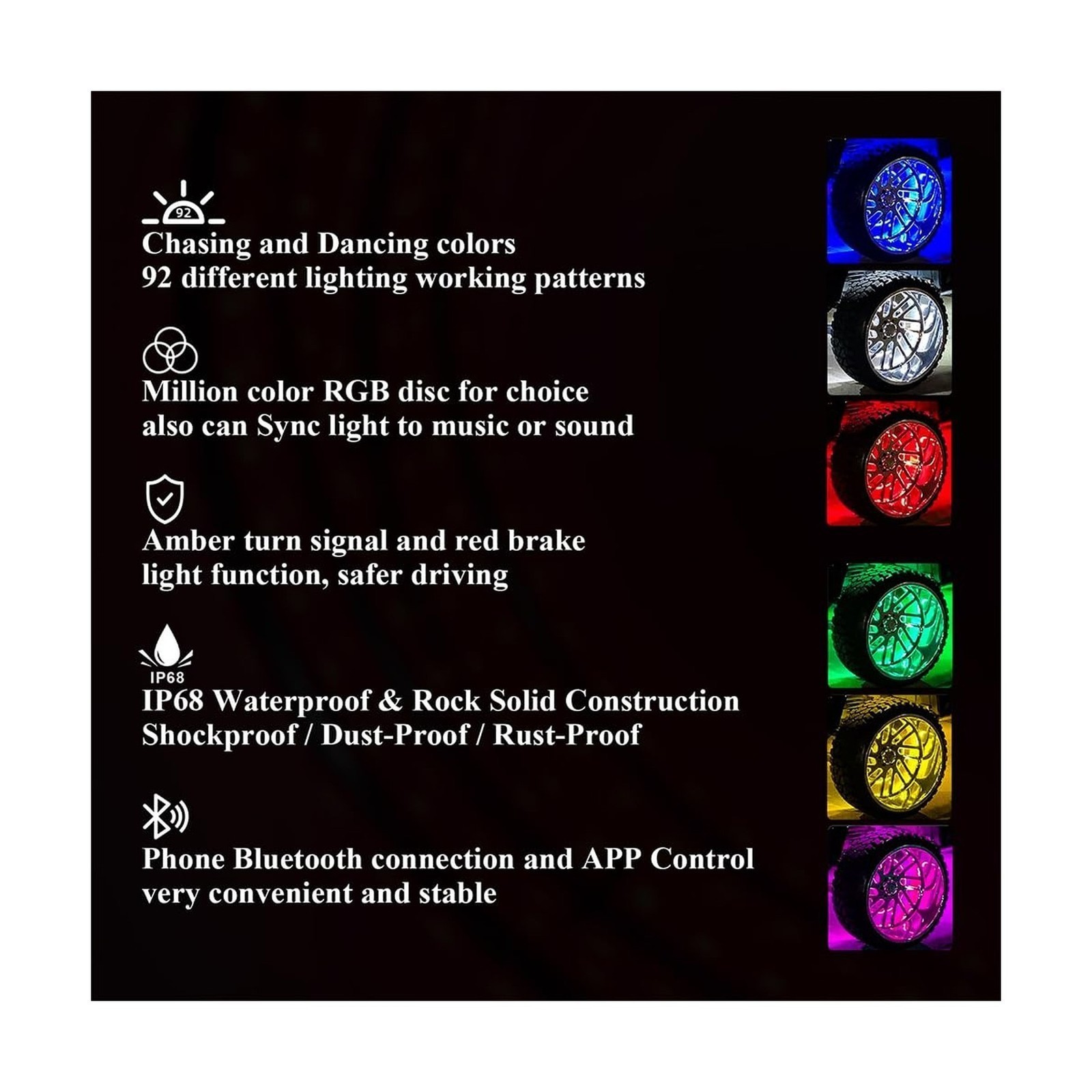 17 Inch Wheel Rim Light Kit – Double Rows LED, Fit For 21-28″ Tire Wheels