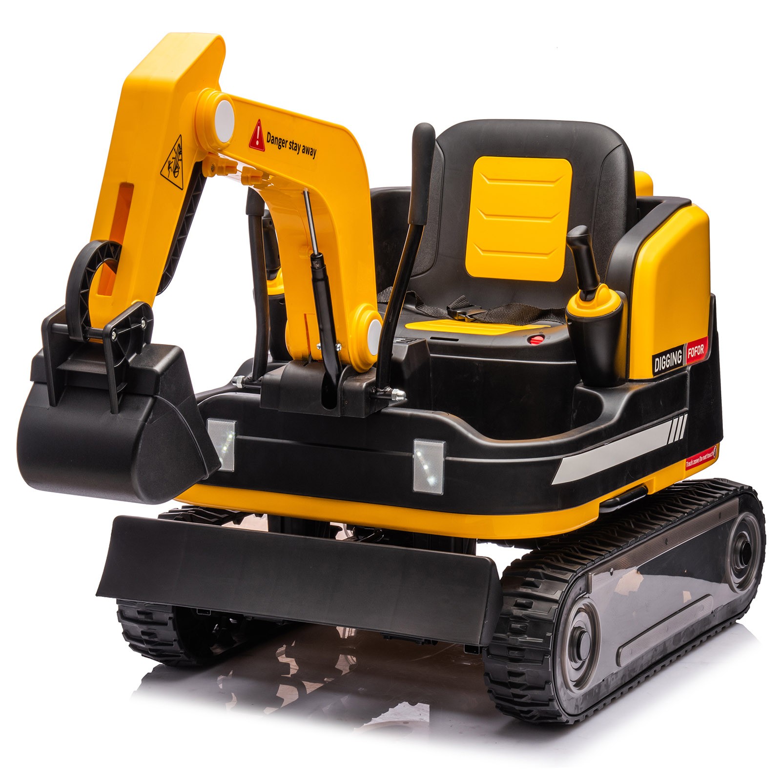 24V Yellow 2IN1 Kids Ride On Excavator Bulldozer Electric Digger 360° with RC