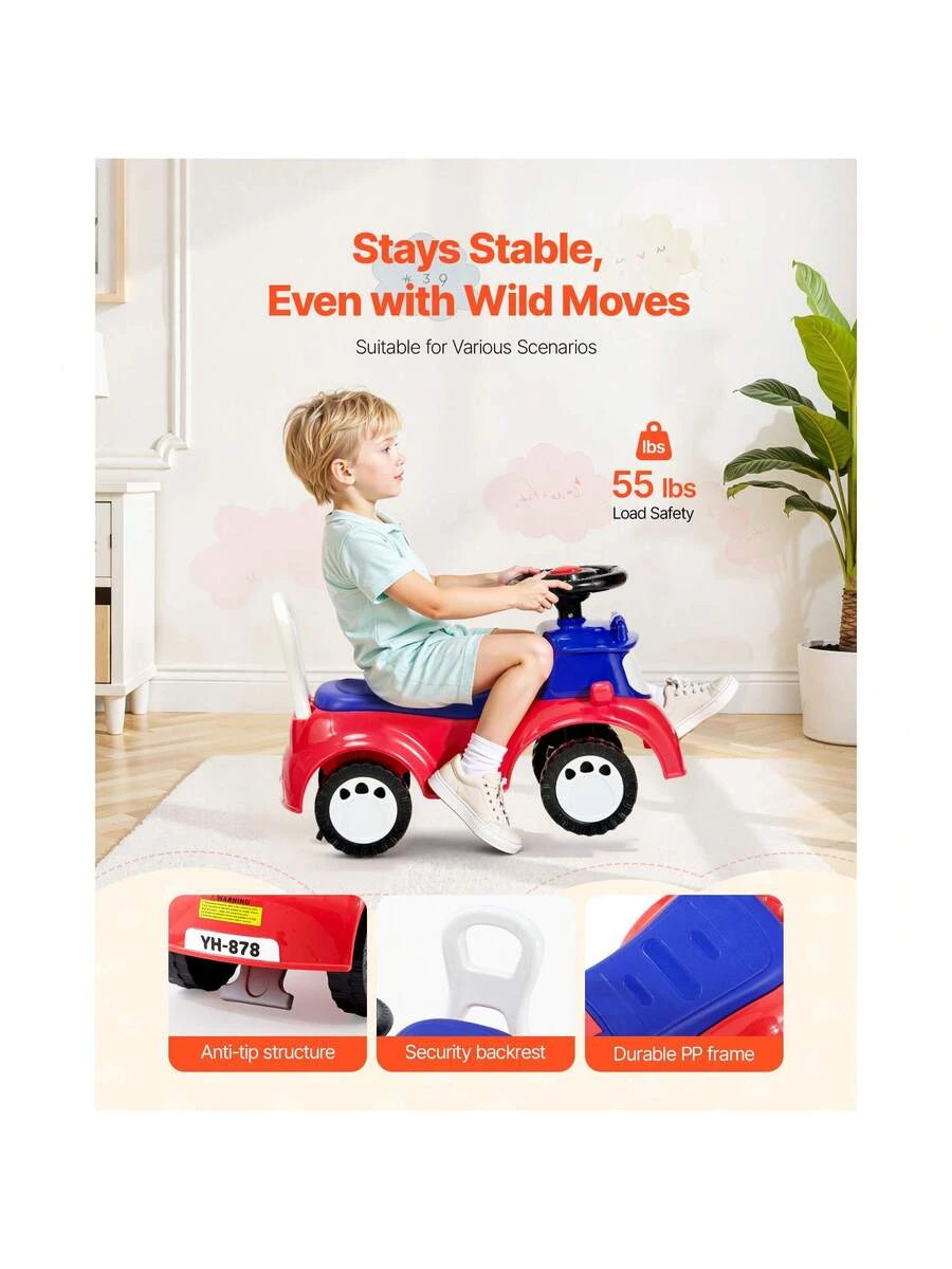 Ride On Push Car Toddler 19-36 Months Music Storage 55lbs Boys Girls