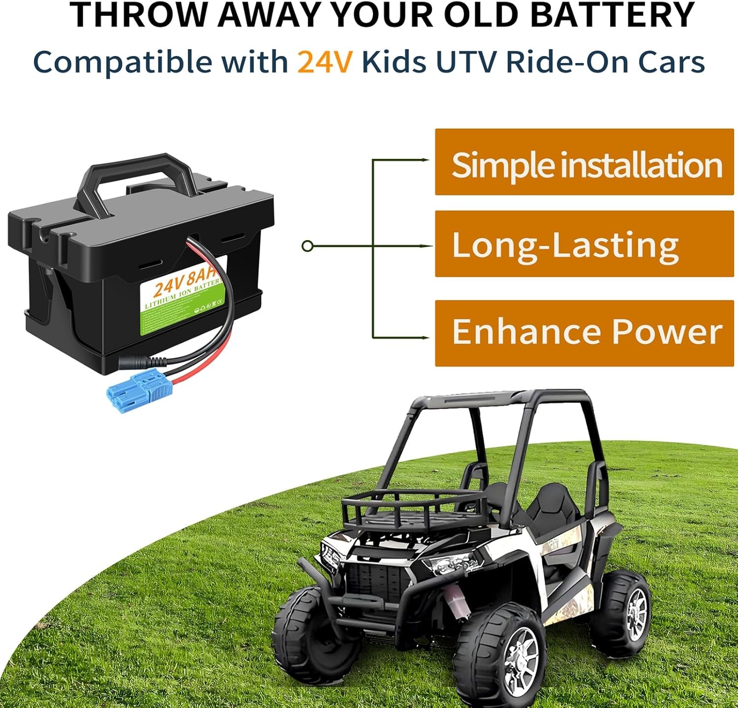 Upgraded 24V 8Ah Lithium Battery For Dynacraft UTV
