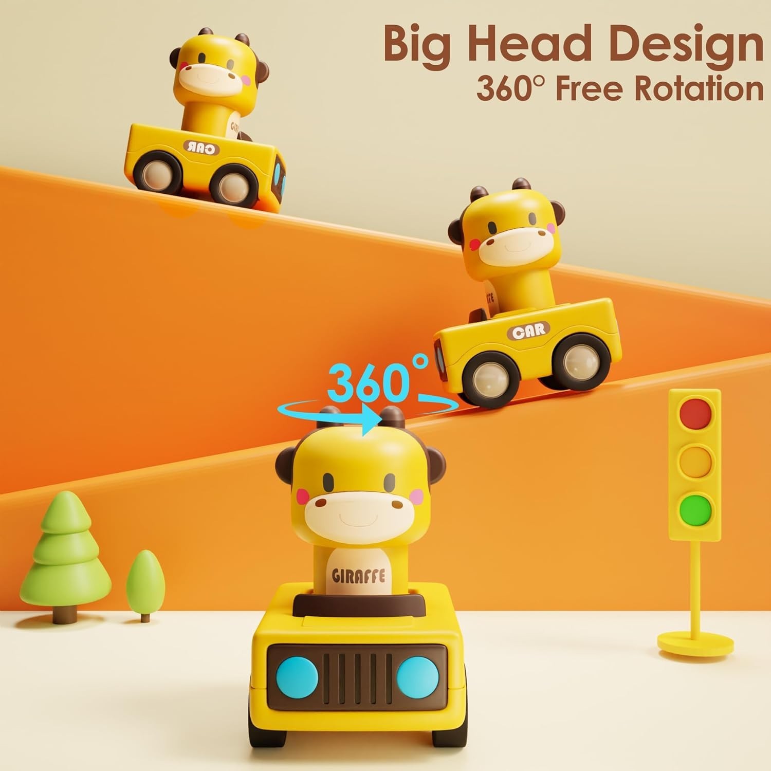 Toddler-Friendly Press to Go Animal Cars – Safe, Fun Toy for Baby Development