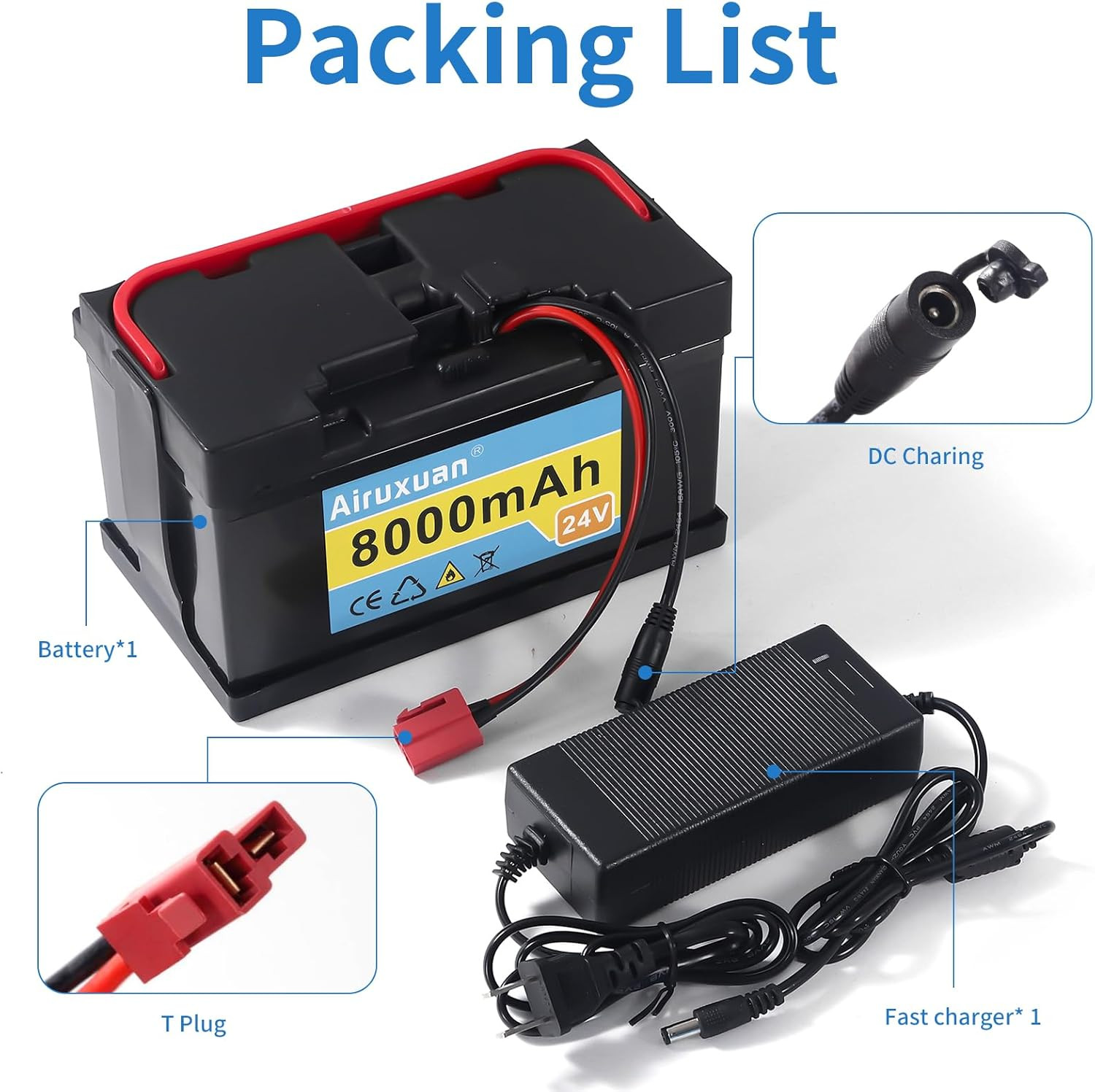 24V 8Ah Lithium Battery for Kids Ride-On Cars & Power Wheels, 25A BMS, 2A Charge
