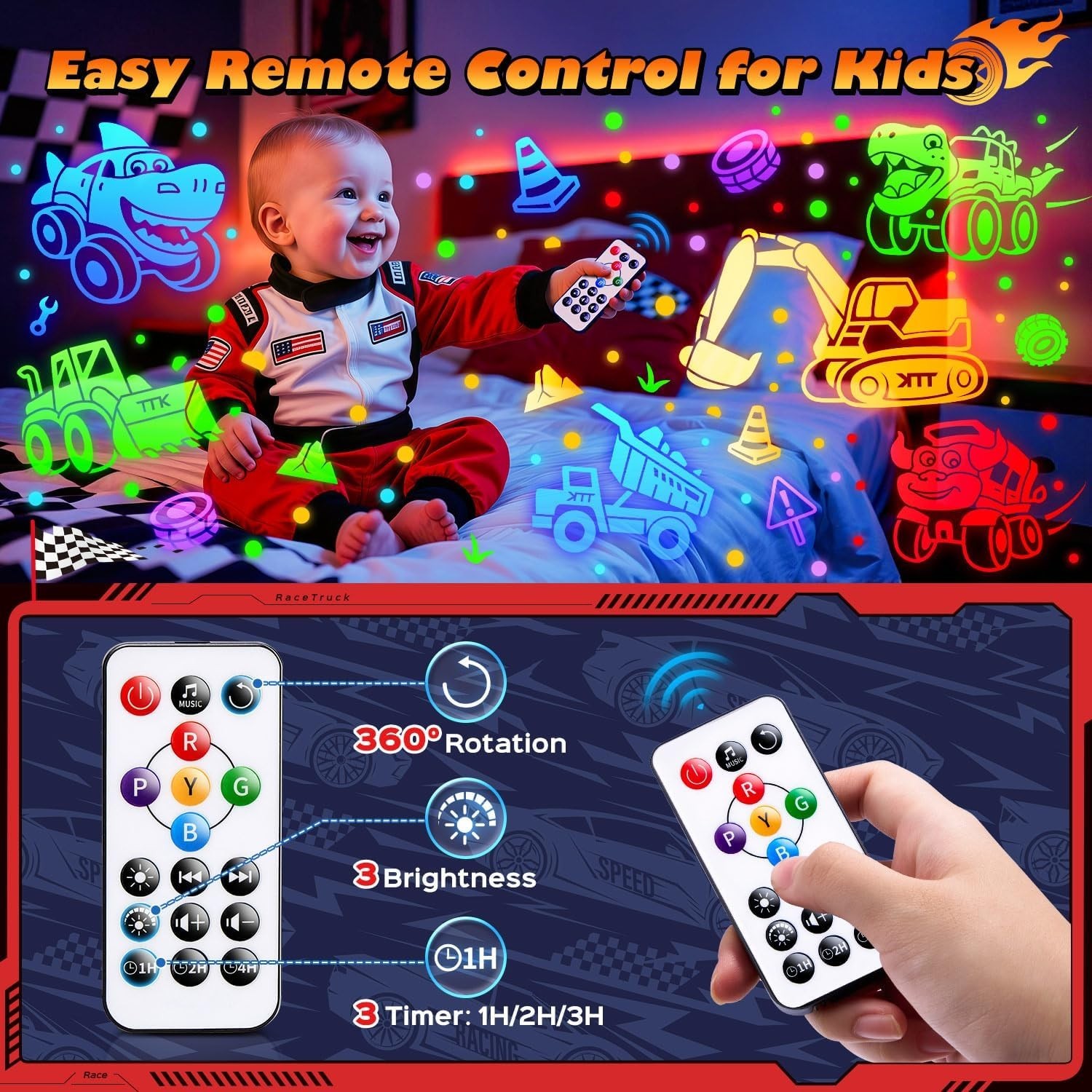 Parent-Friendly Projector | Brightness, Timer, Remote