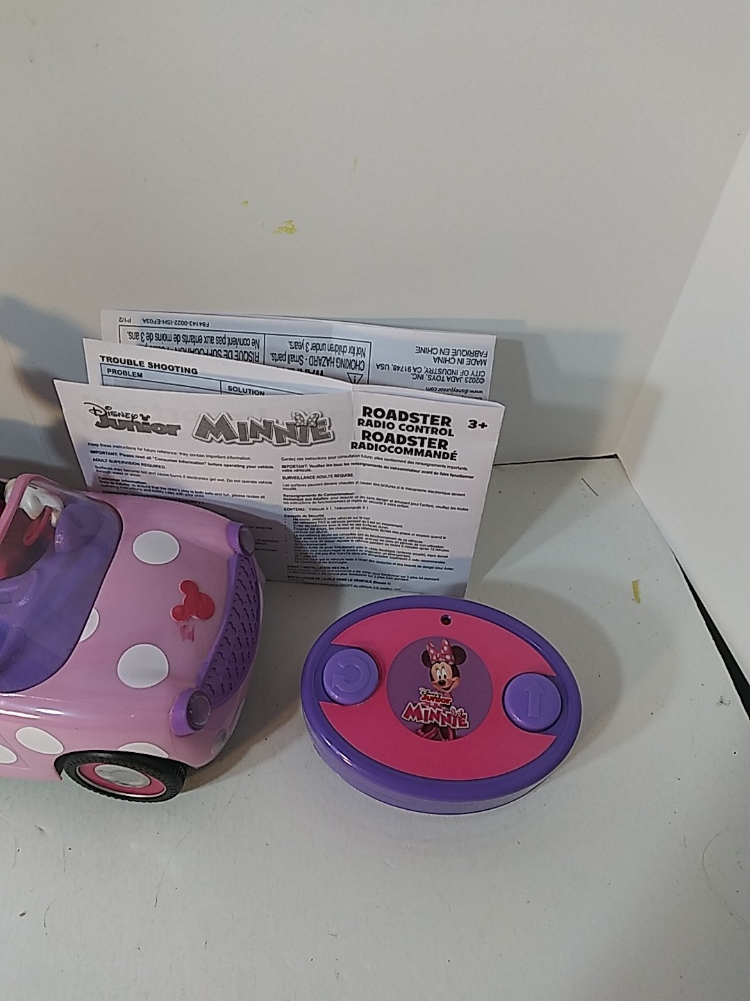 Minnie Mouse RC Car Disney Junior Pink Polka Dot Convertible w/ Remote Works