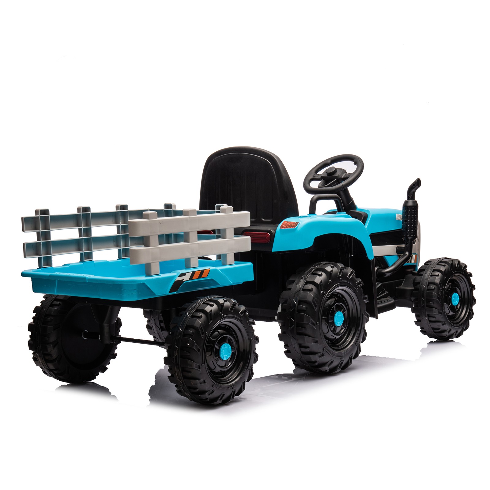 24v Kids Ride Tractor Trailer 1.86-4.97MPH electric car 3 speed adjustable Blue