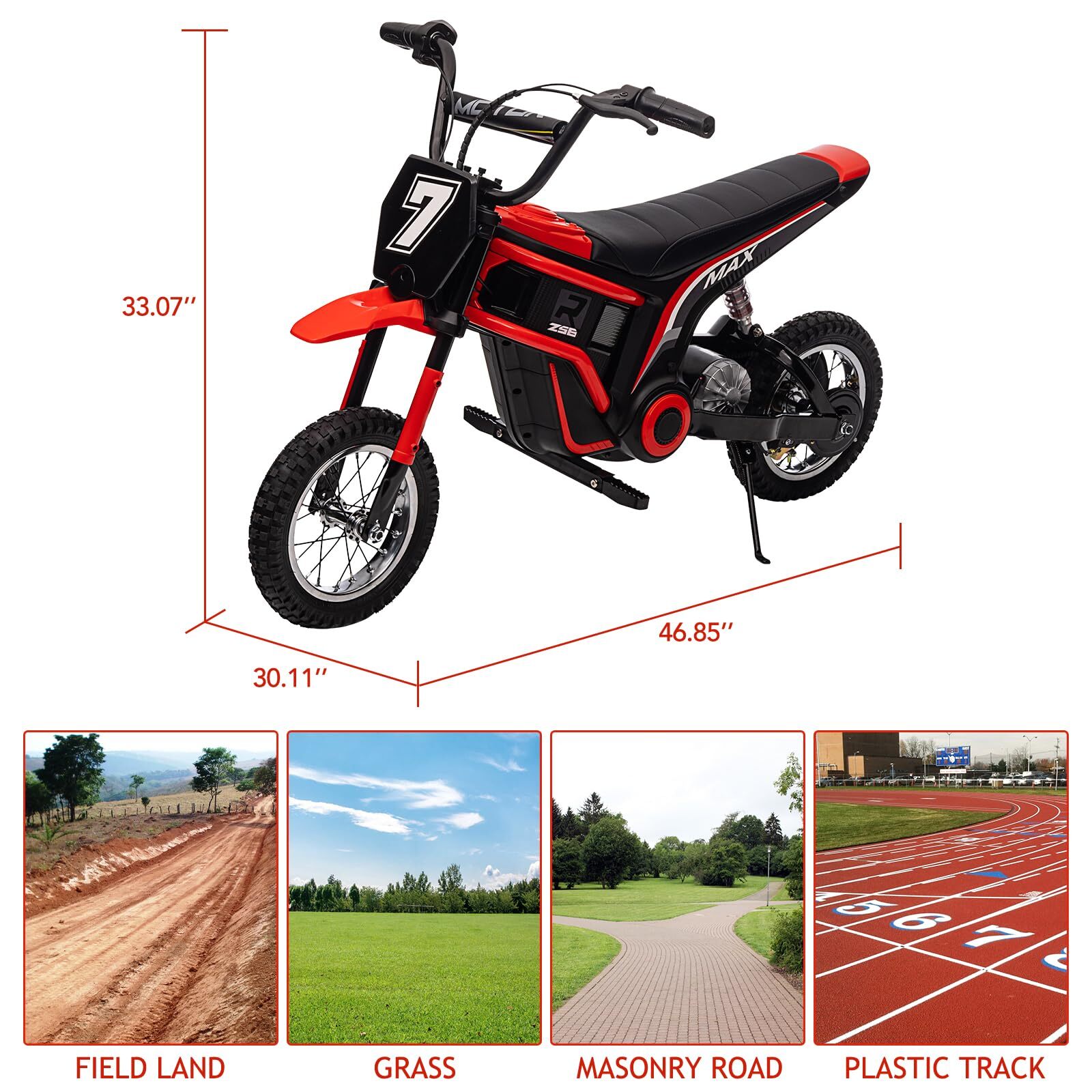 ✈️Kids Ride On Dirt Bike 350W Electric Motorcycle Up to 14.29MPH 24V Battery 8