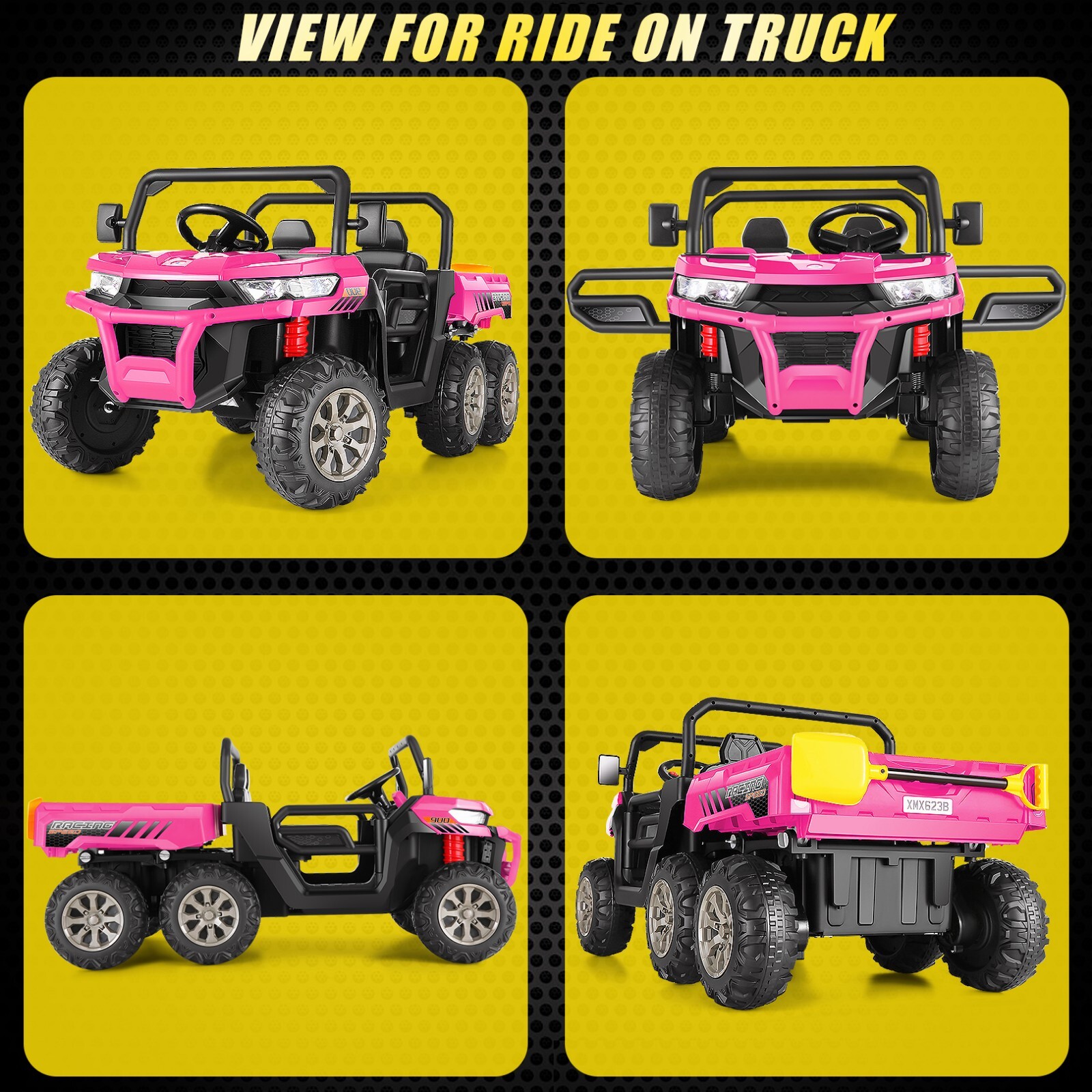 24V 4WD Kids Ride on Dump Truck with Remote Control, 2 Seater Electric Car Toy*