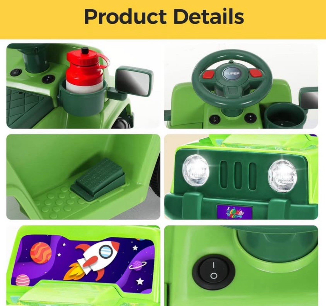 6V Interactive Electric Car for Toddlers, Stellar Galaxy Theme Wiggle Car