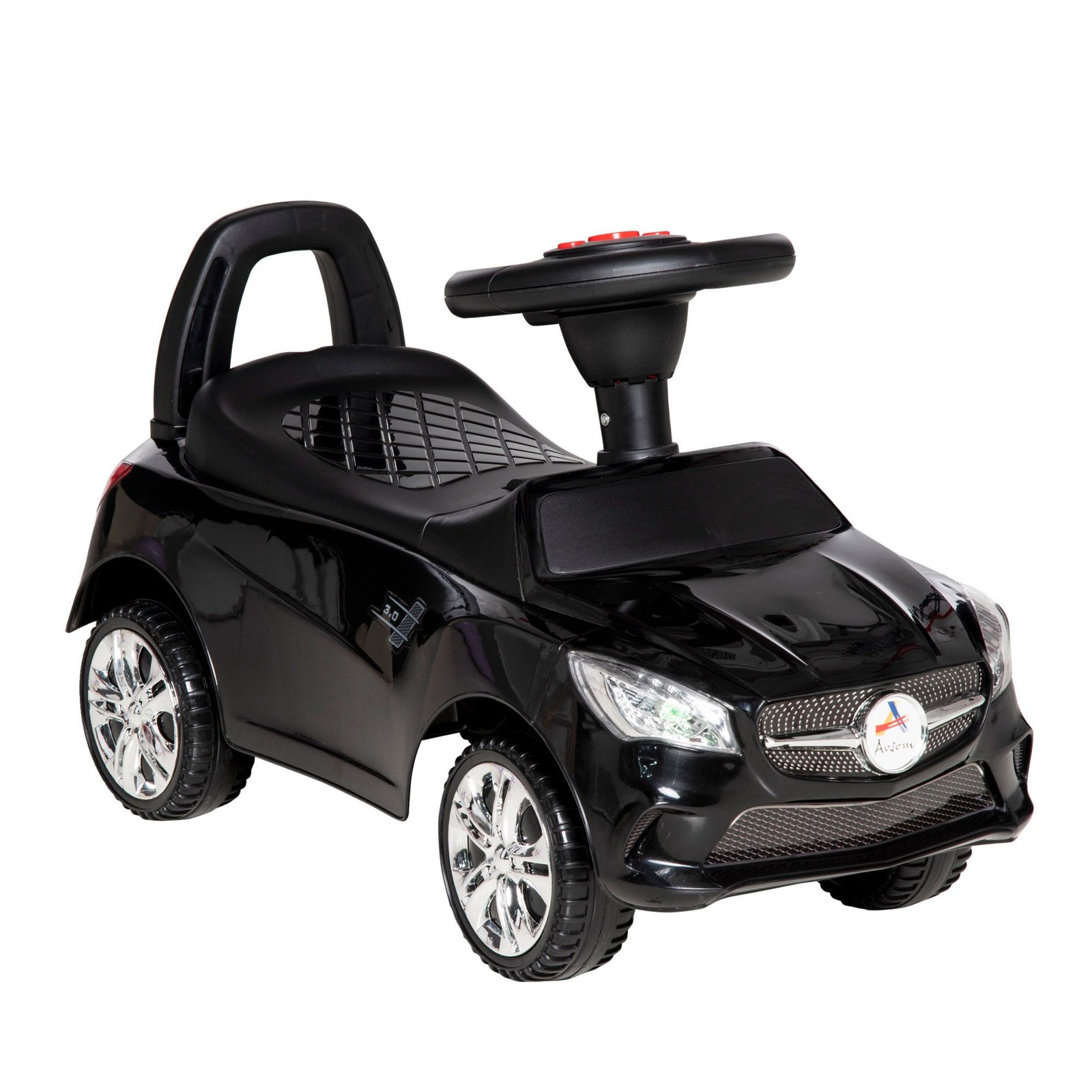 Educational Ride On Push Car 25x11x14.25in Horn Radio Lights Play Black