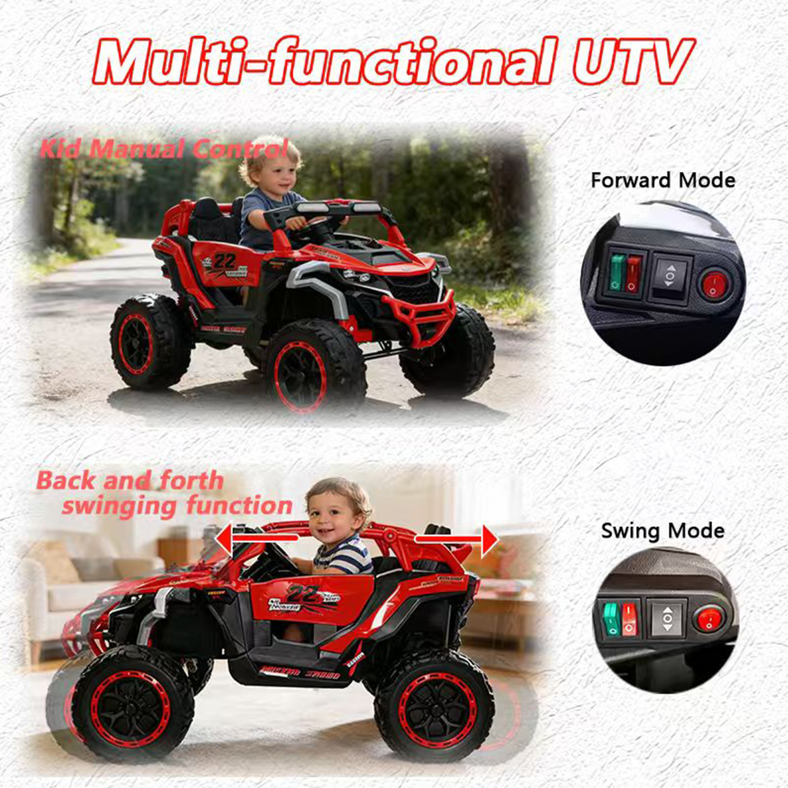 12V Kids Electric Ride On Truck Car 2 Seater UTV Remote Control Suspension