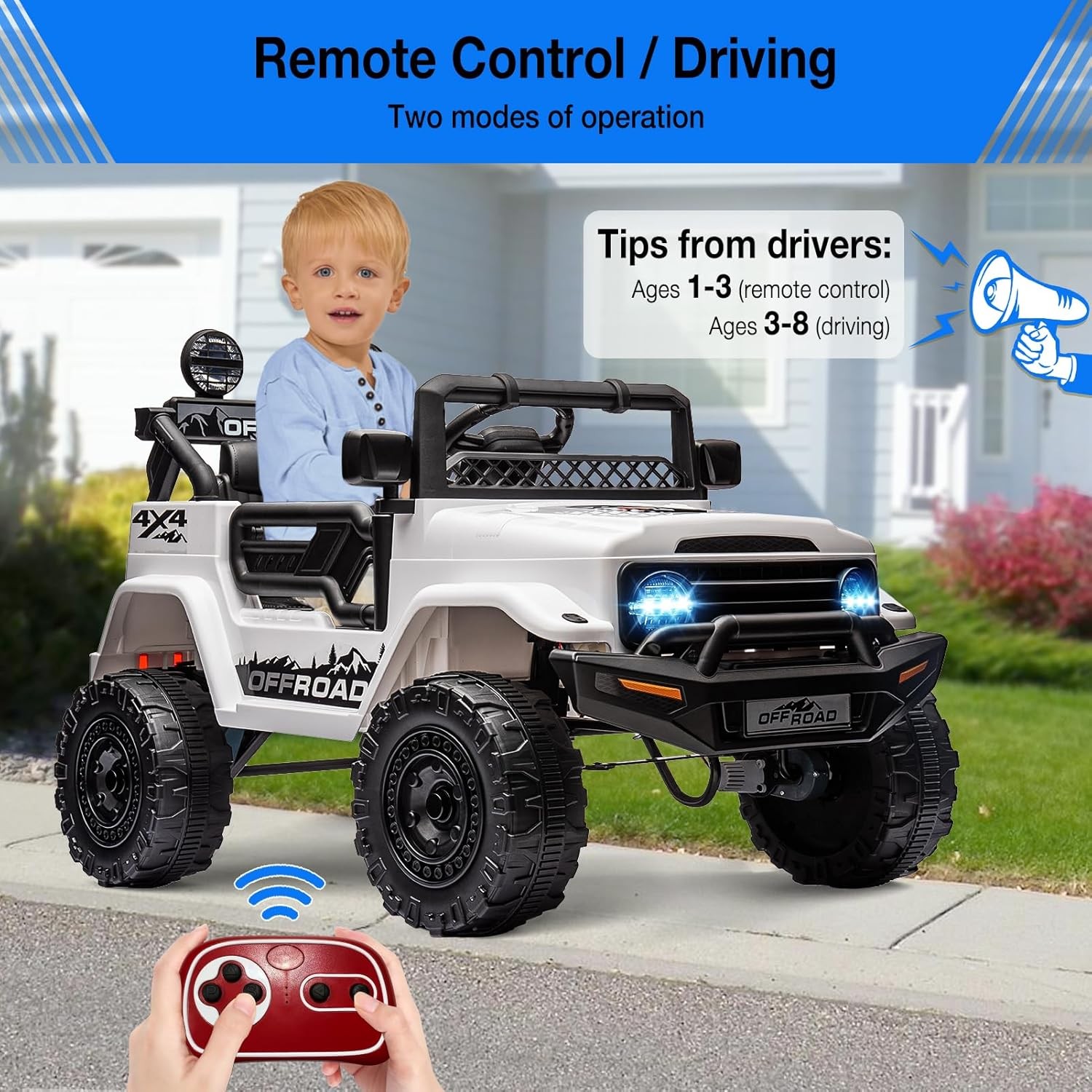 12V Kids Ride on Car Toy,3Rd Gear,Spring Suspension,Safety Brake and Bluetooth