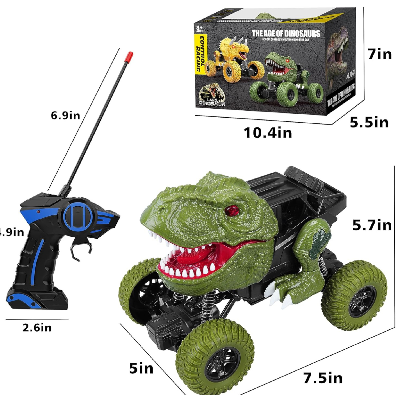 Remote Control Dinosaur Car for Kids Boys 2.4Ghz All Terrain Remote Control