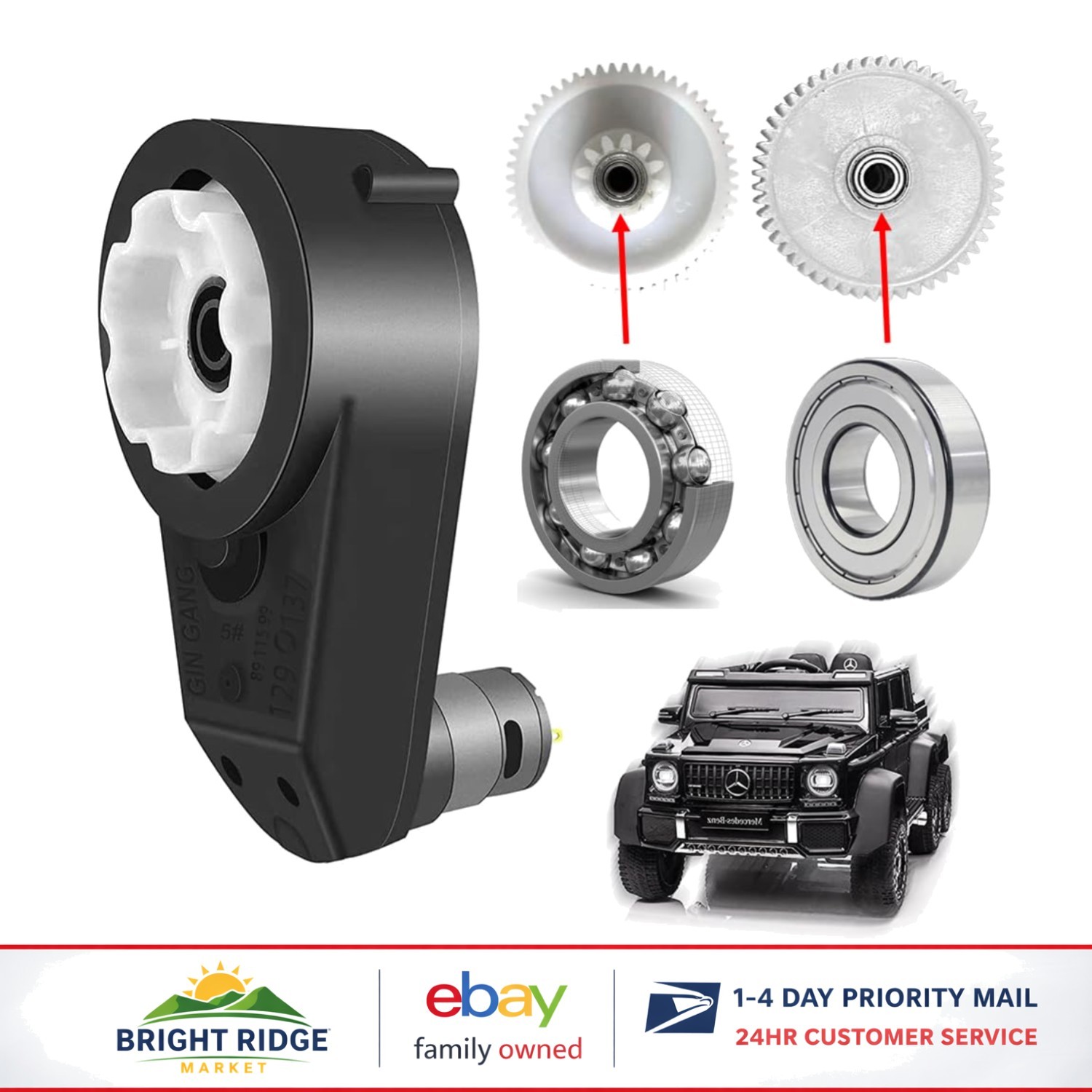 Heavy Duty 12V Motor Gearbox for Kids Electric Ride On Vehicle Modification